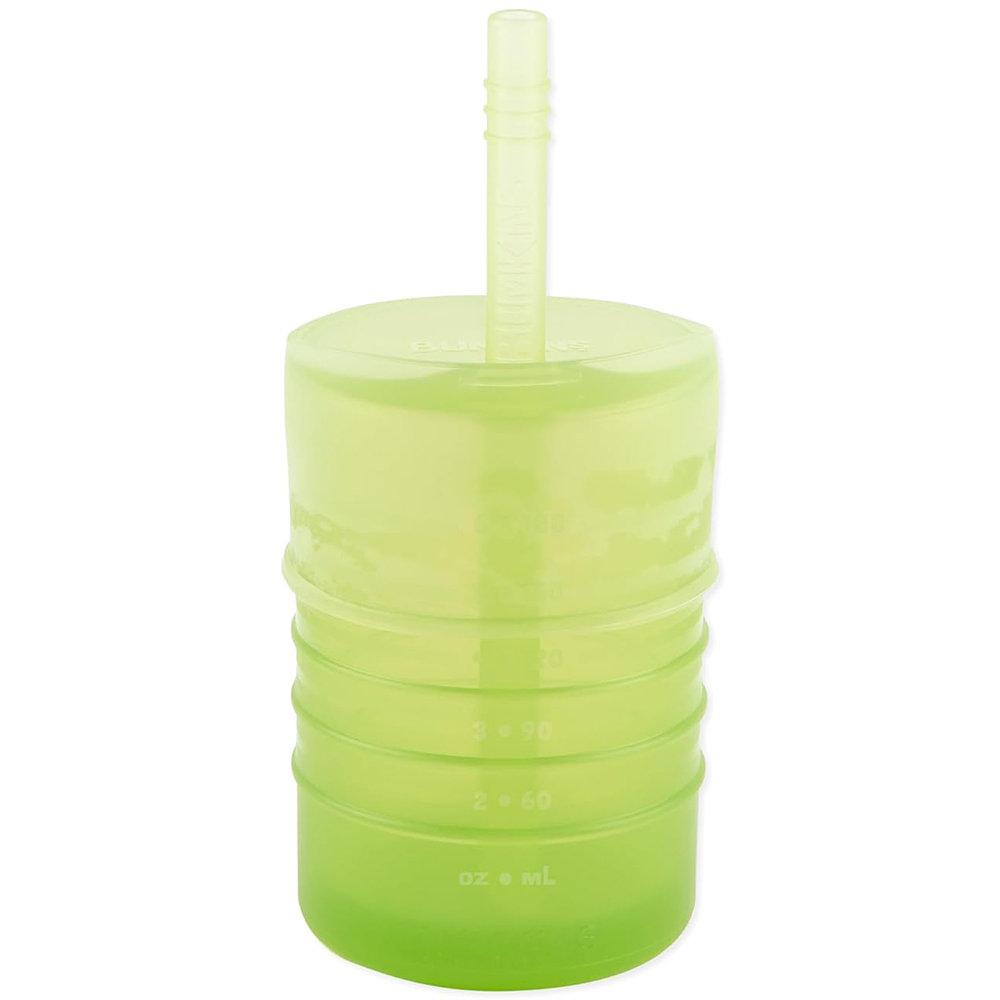 Siliconen beker met rietje en deksel - Green Jelly