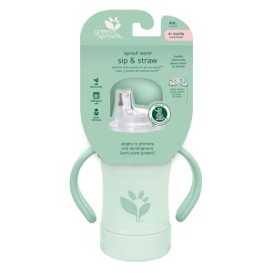 Schnabeltasse & Strohbecher aus Pflanzen-Kunststoff (177ml) - Salbei