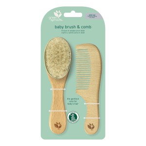 Baby Borstel en Kam van Hout en Geitenhaar - Natural