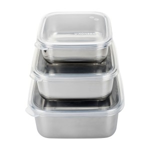 Square Food Storage Containers - Nesting Trio (Set of 3) - Transparant