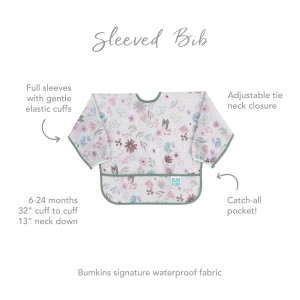 Segunda Oportunidad (sin embalaje original) Babero con Mangas - 6-24 meses - Gris Floral