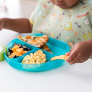 Tweede kans (zonder originele verpakking) - Siliconen vakjesbord met zuignap (3 vaks) - Blauw Jelly