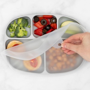 Second Chance (No Original Packaging) - Silicone Grip Dish with Lid (5 section) - Grey