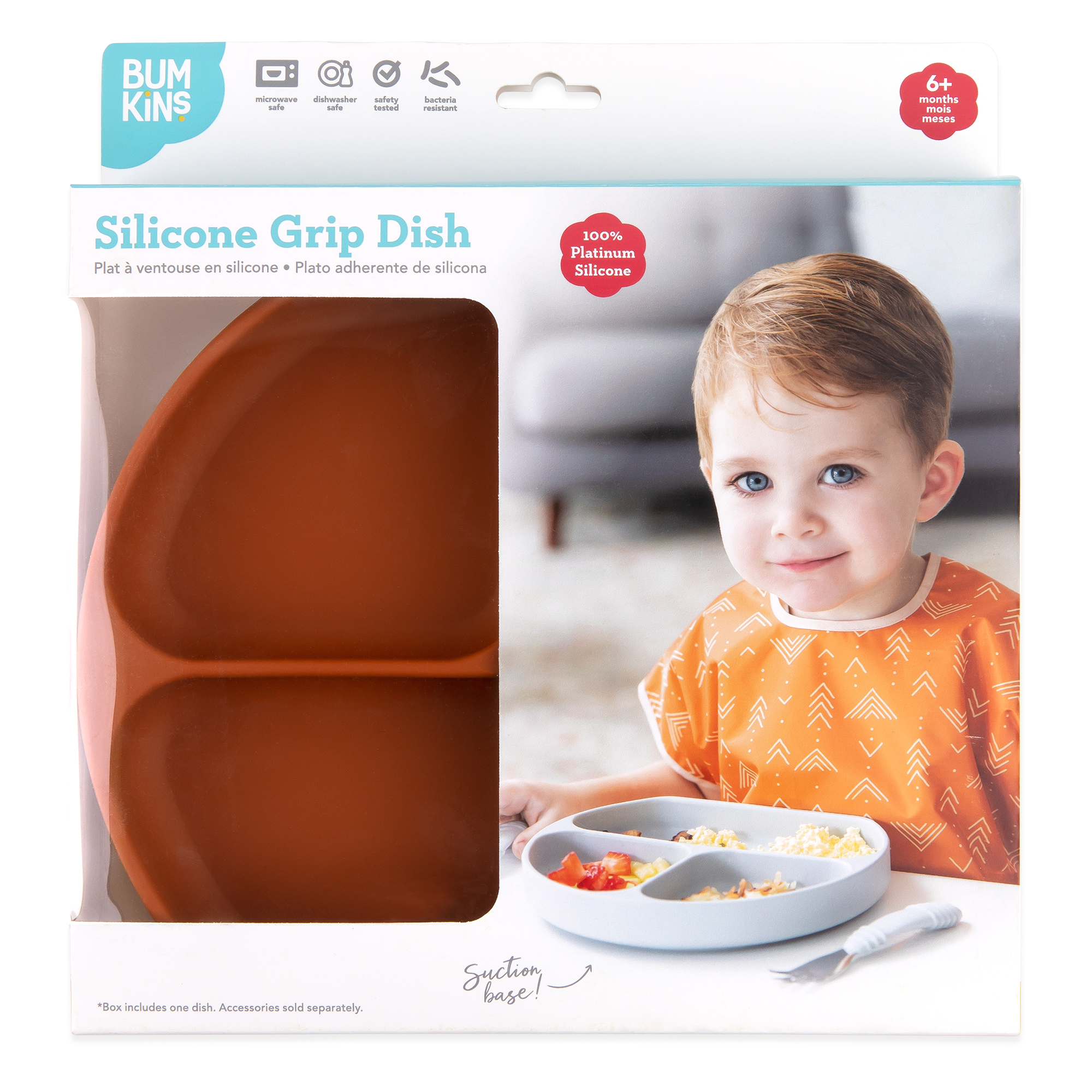 Silikonteller mit Saugnapf (3 Fächer) - Clay