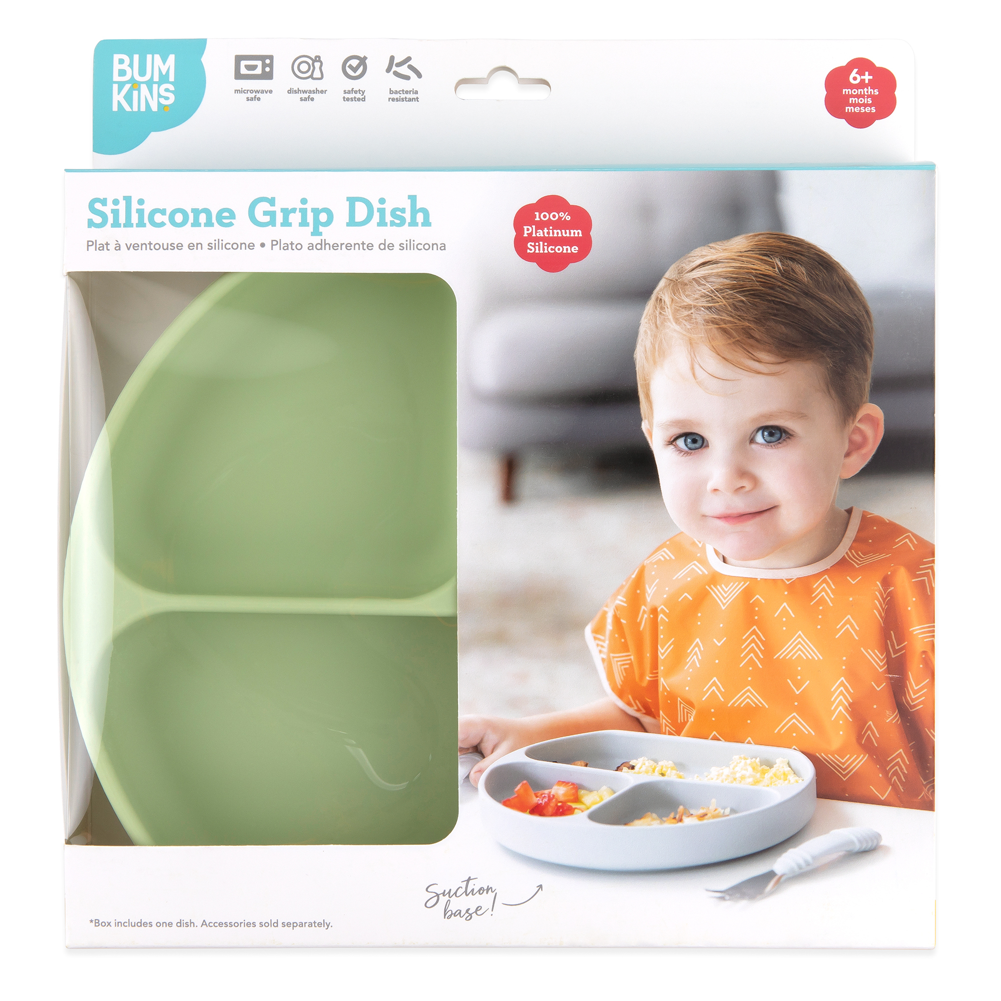 Silicone grip dish (3 section) - Sage
