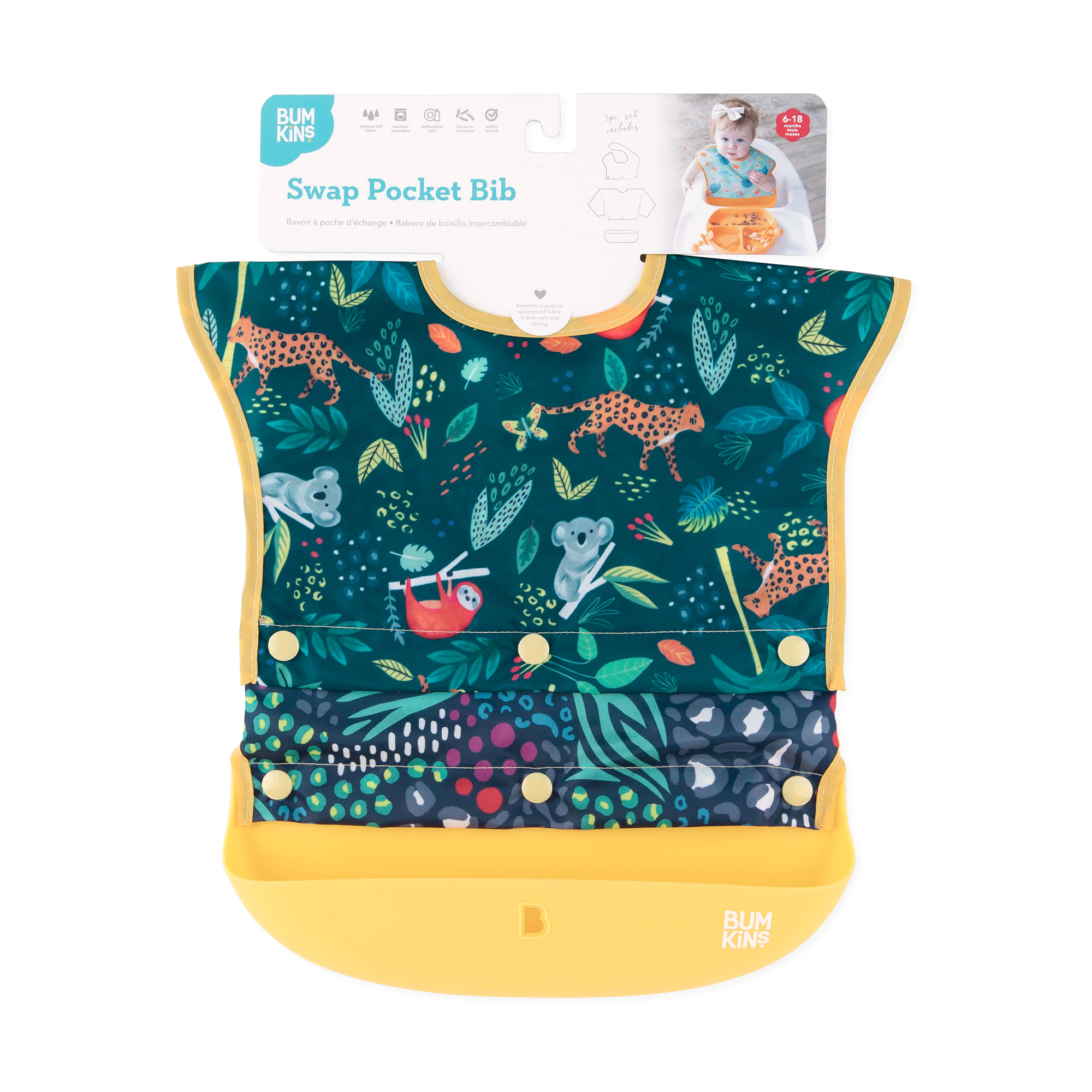 Swap pocket bib - Jungle & Animal Prints