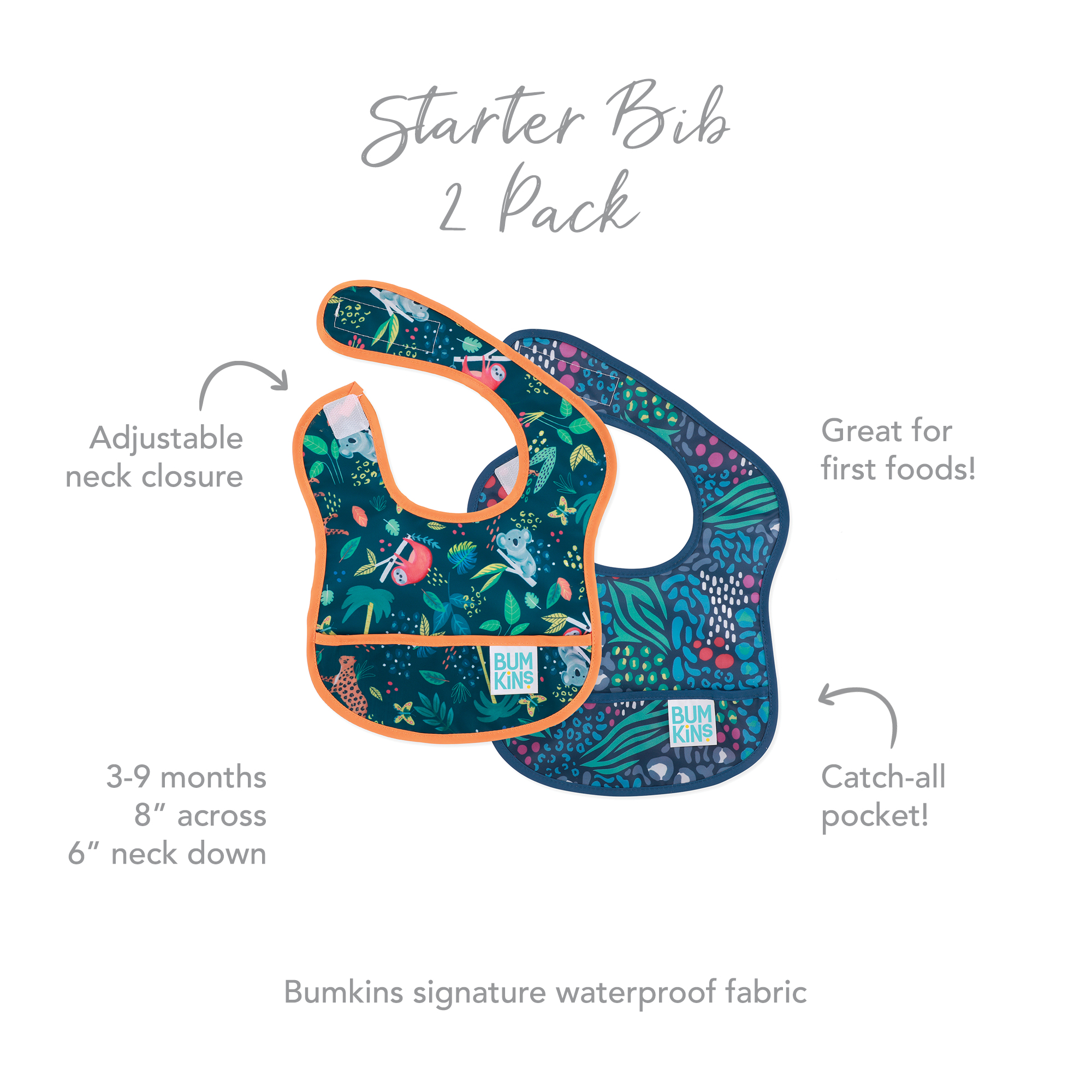Starter bib (2 pack) - Jungle & Animal Prints