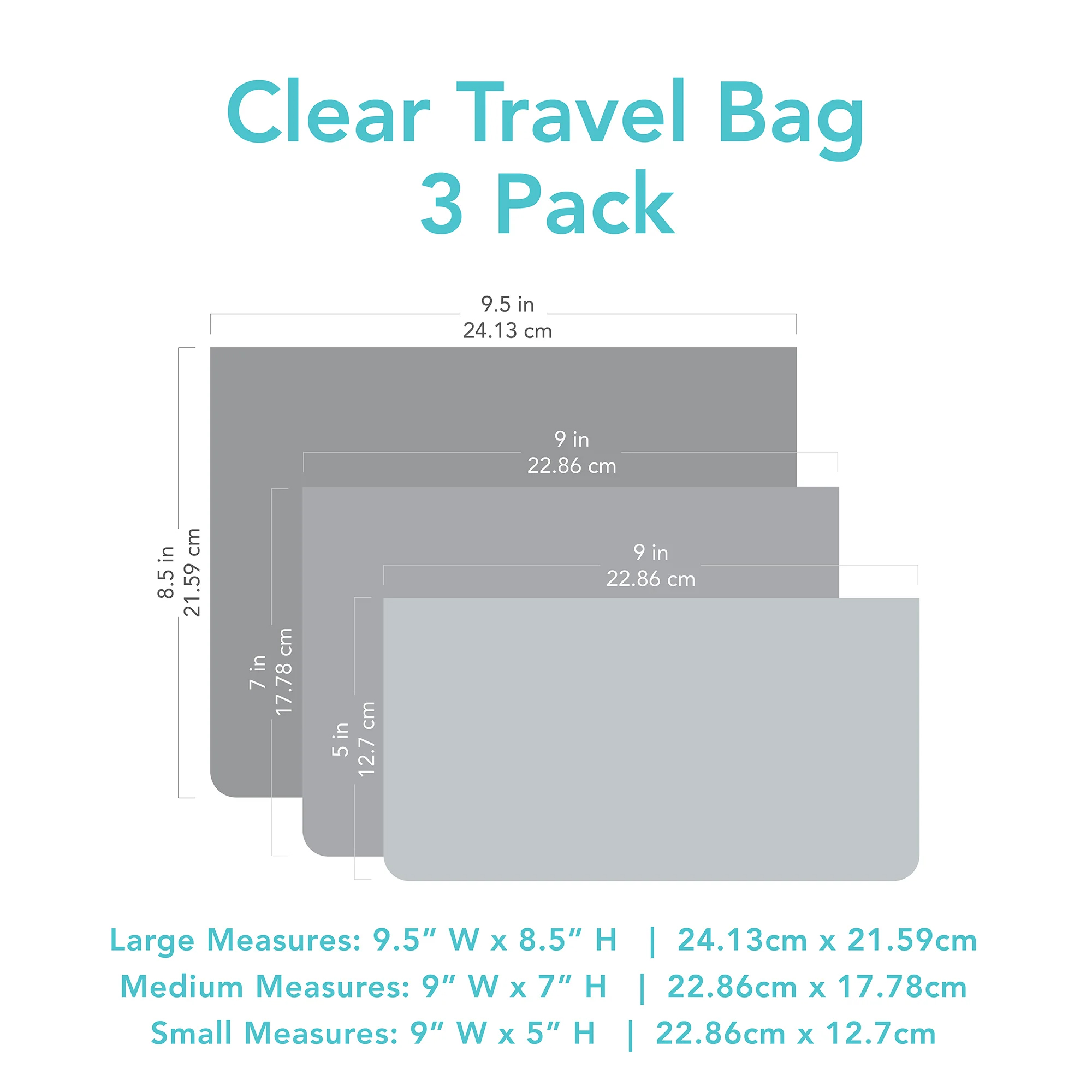 Clear travel bag (3 pack) - Ocean Life