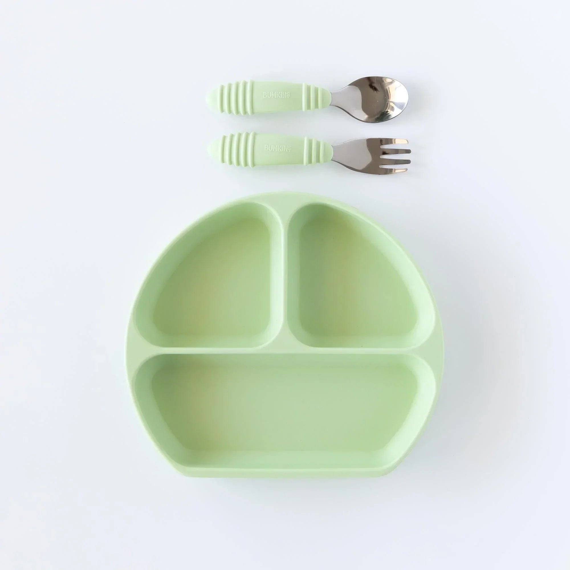 Silicone grip dish (3 section) - Sage