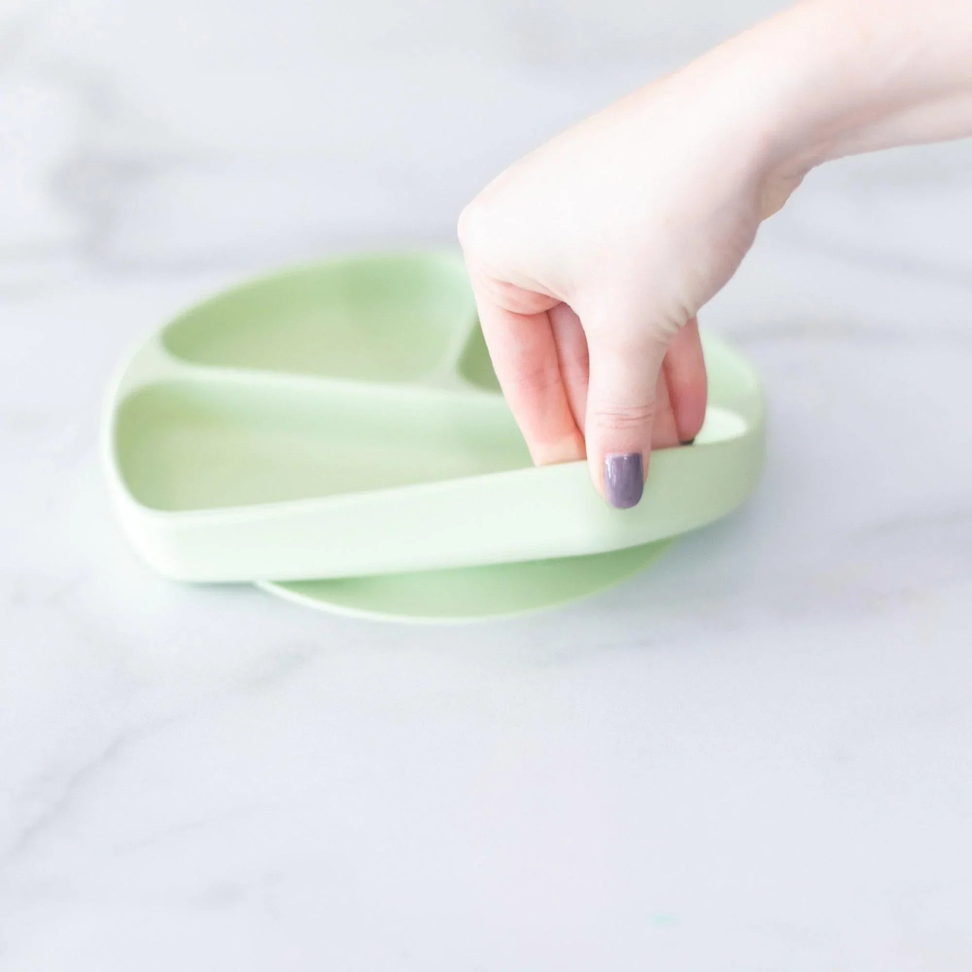 Silicone grip dish (3 section) - Sage