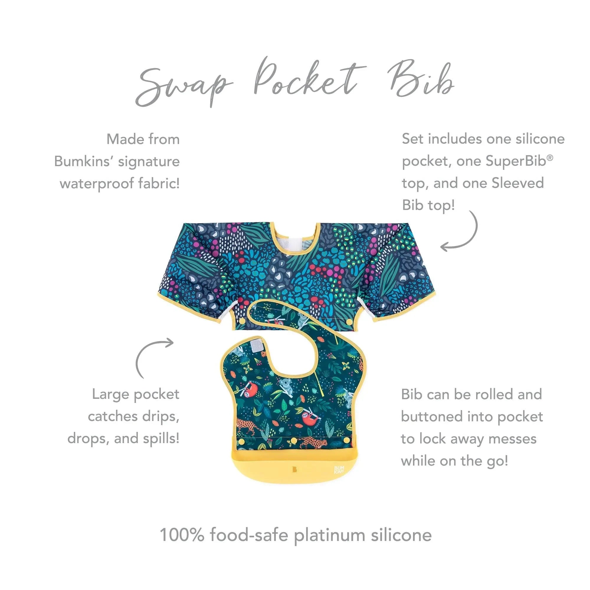 Swap pocket bib - Jungle & Animal Prints