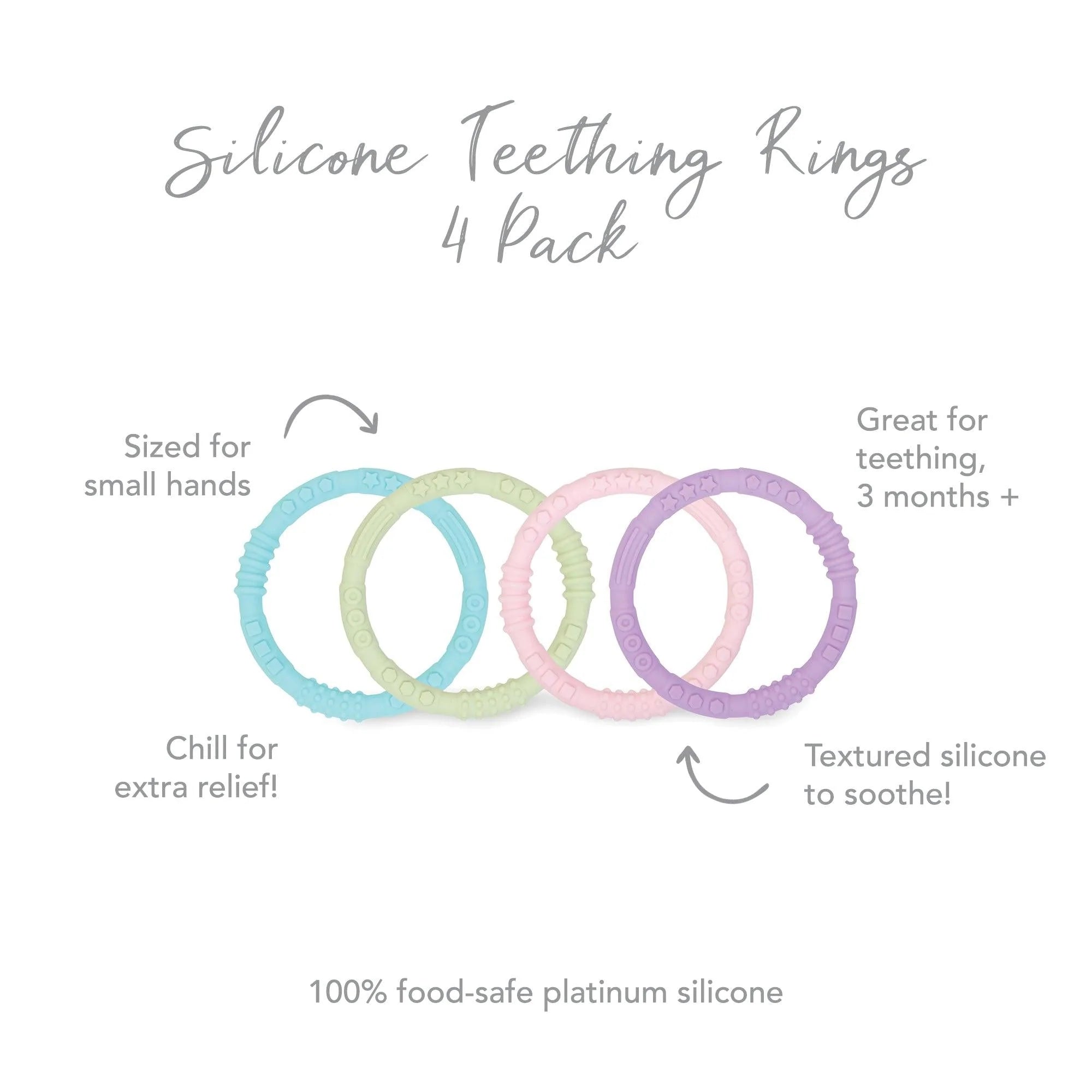 Silicone Teething Rings (4 pack) - Spring