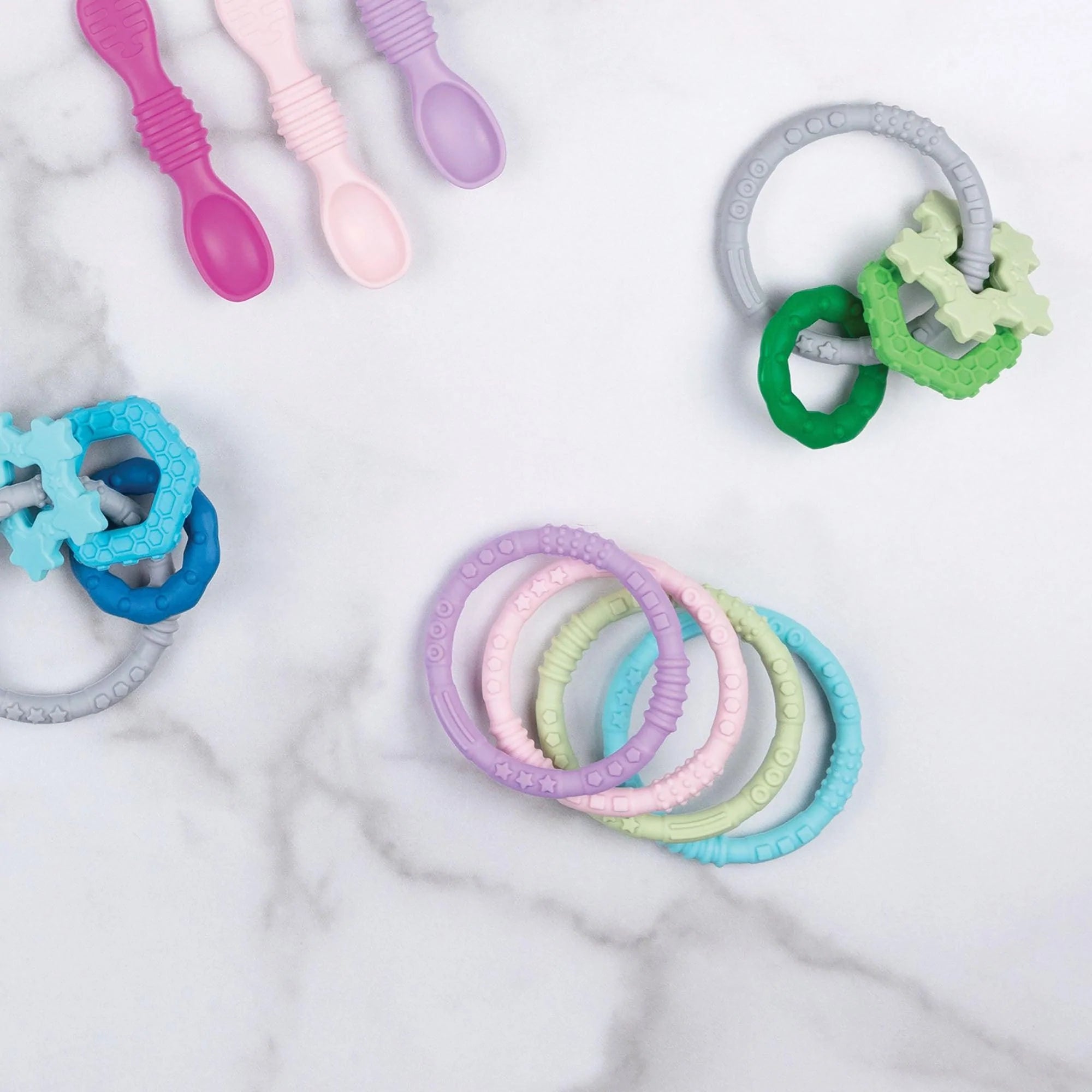 Silicone Teething Rings (4 pack) - Spring