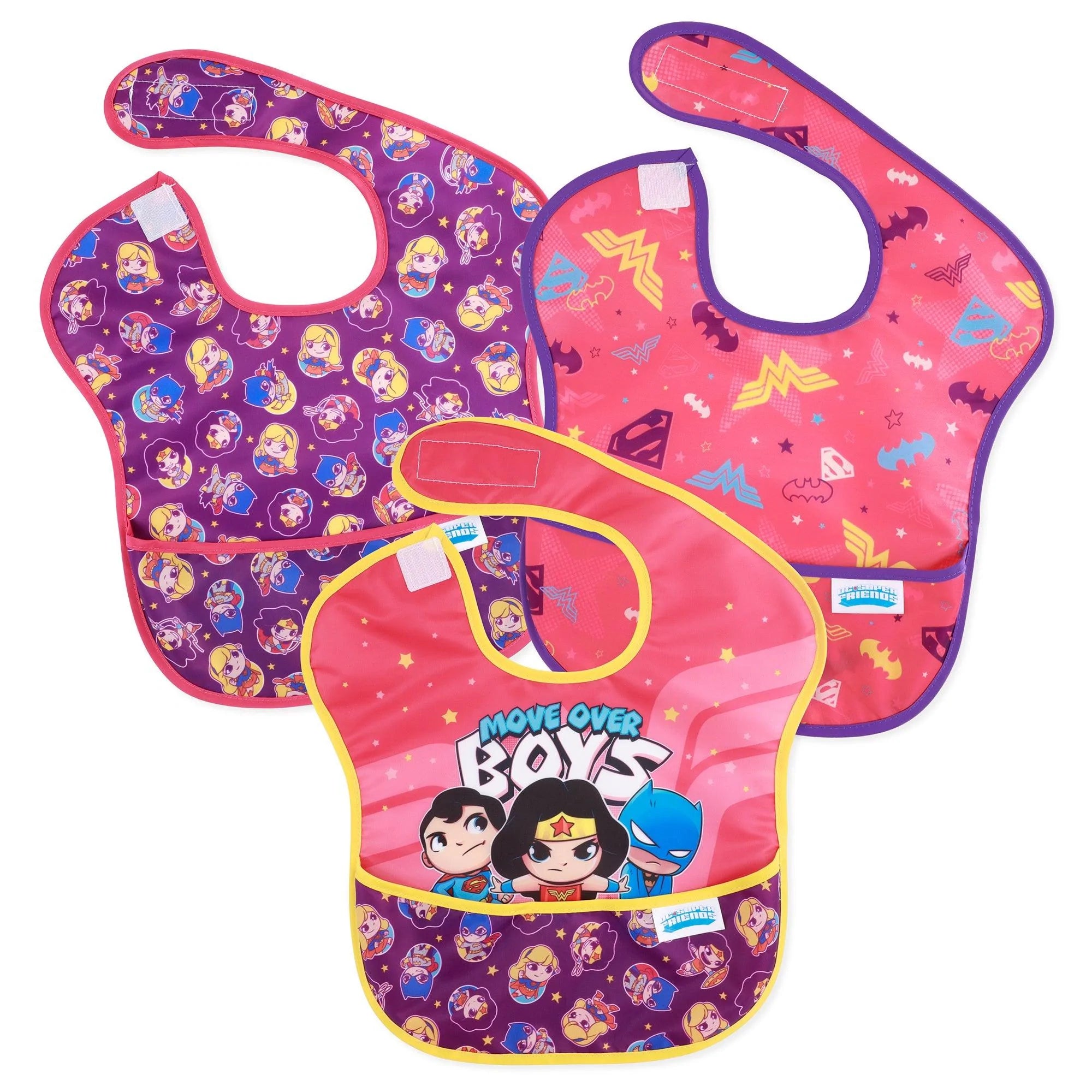 SuperBib® Babero para Bebés (3 paquete) - Super Friends Move Over