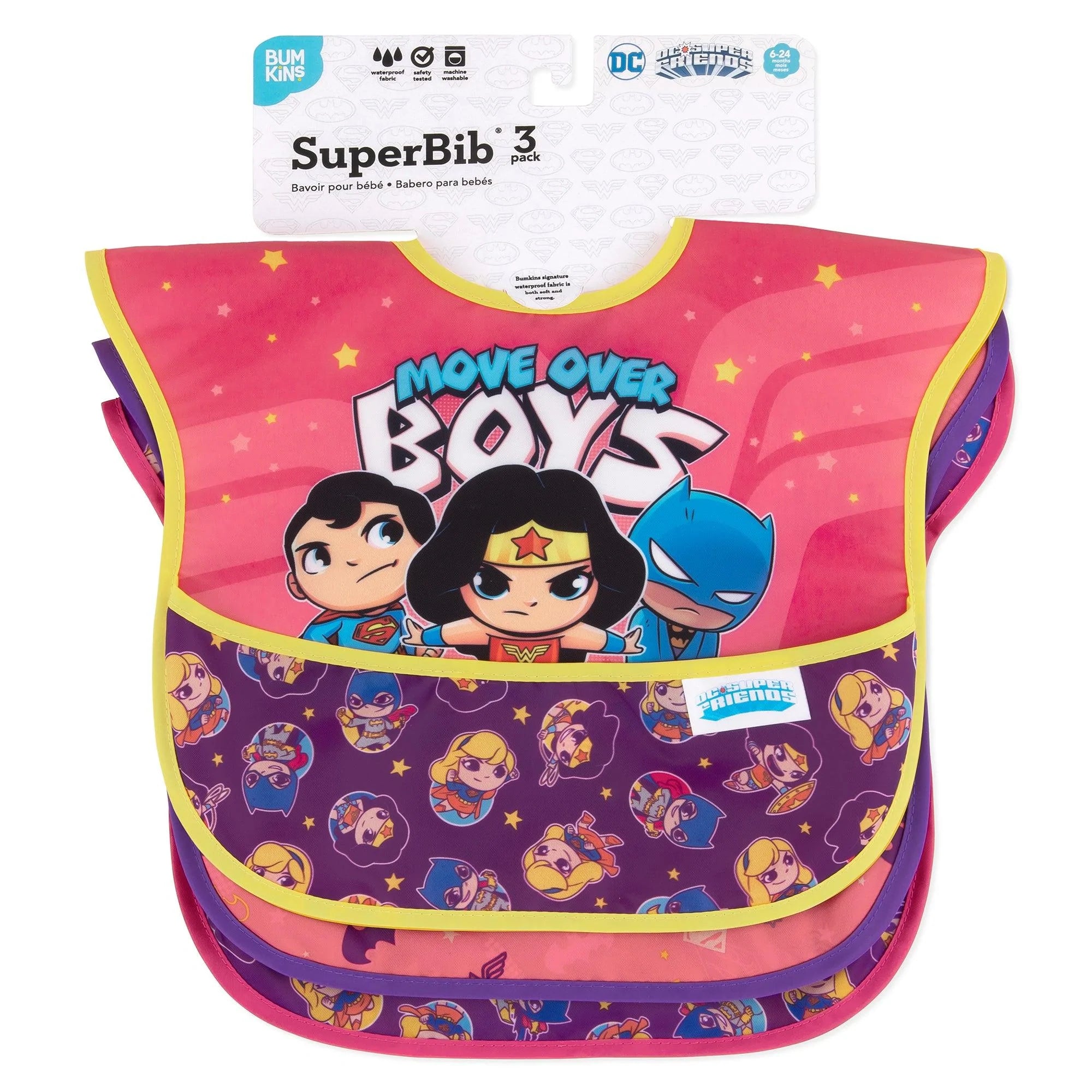 SuperBib® Babero para Bebés (3 paquete) - Super Friends Move Over