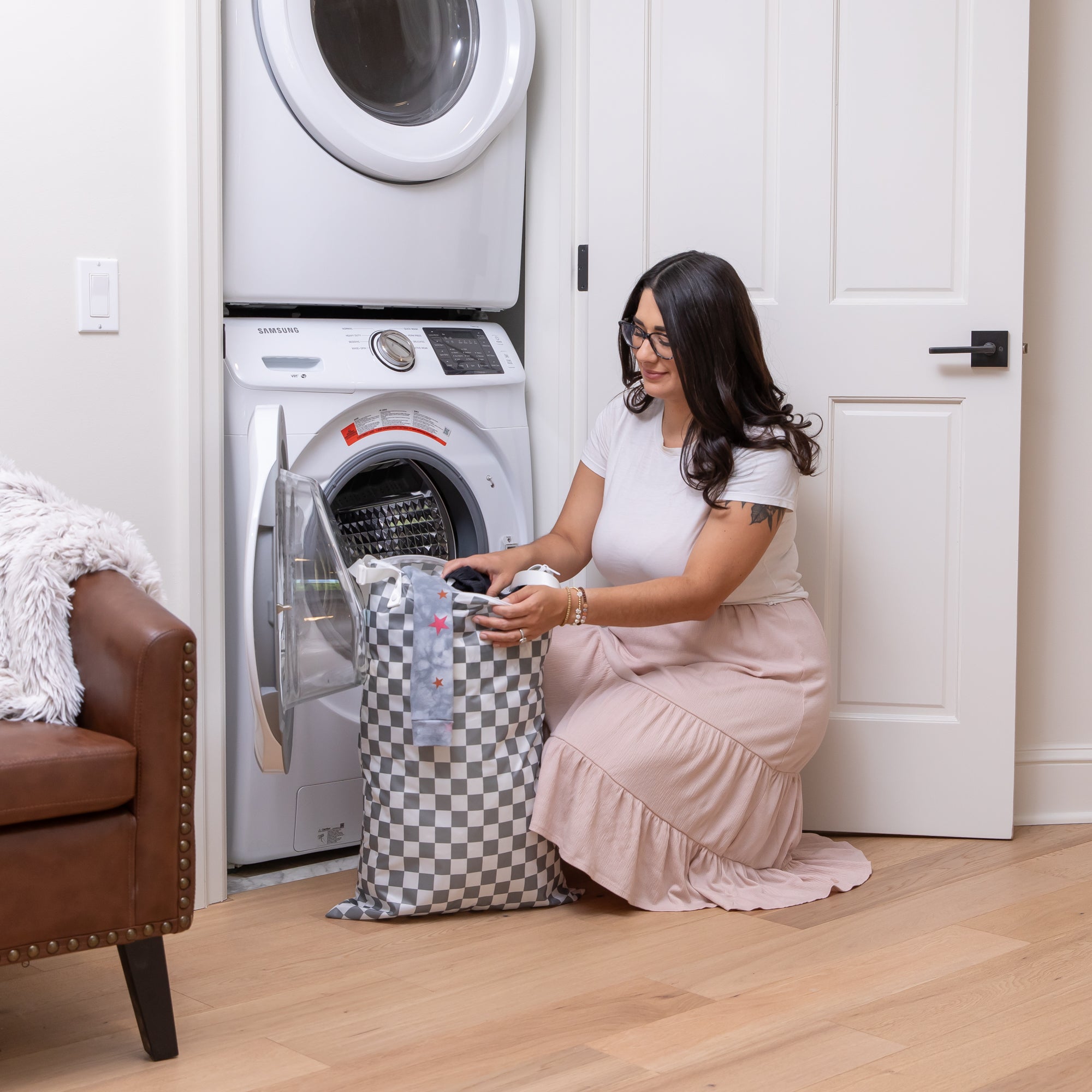 Extra large wet bag - Charcoal Check