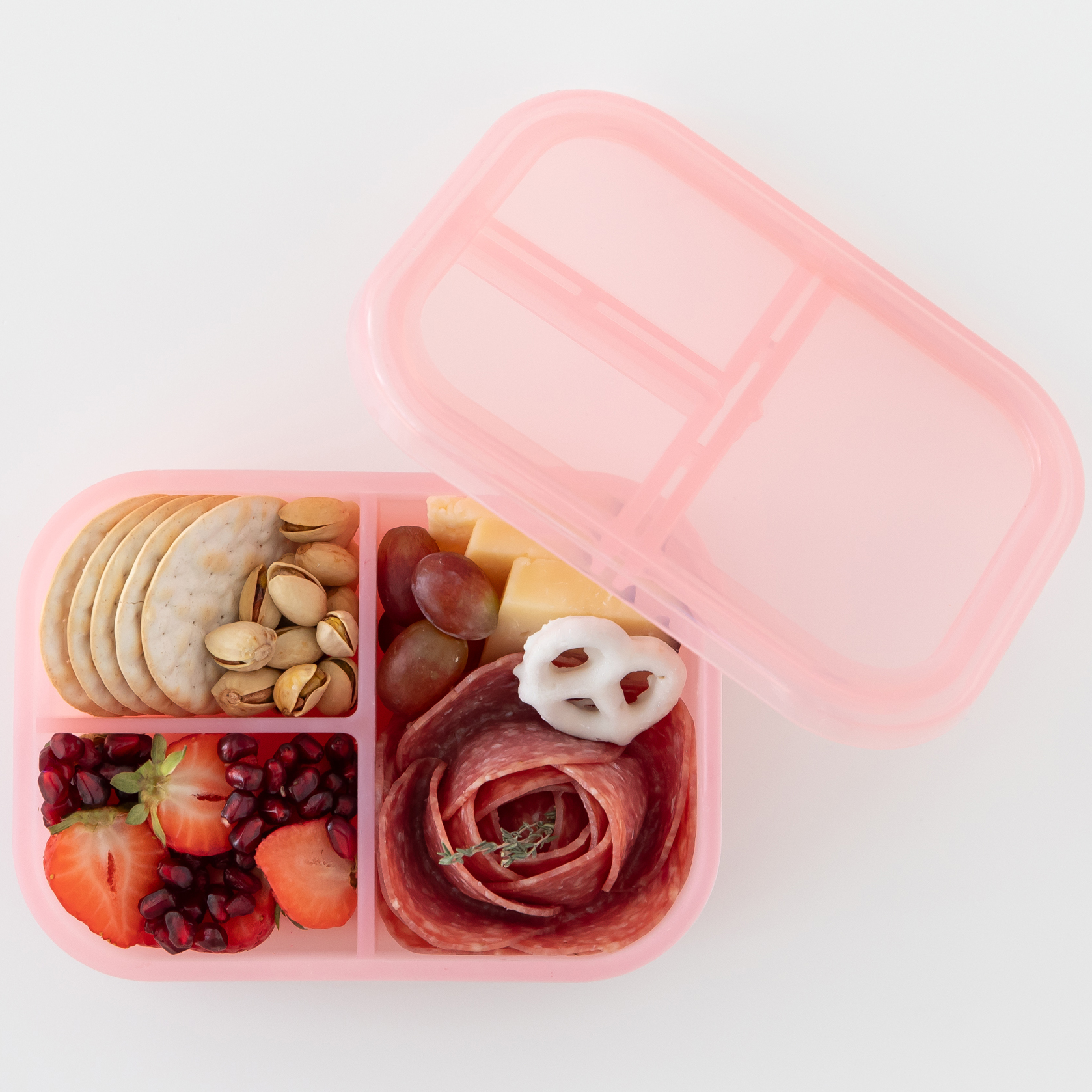 Silicone bento box (3 section) - Pink Jelly