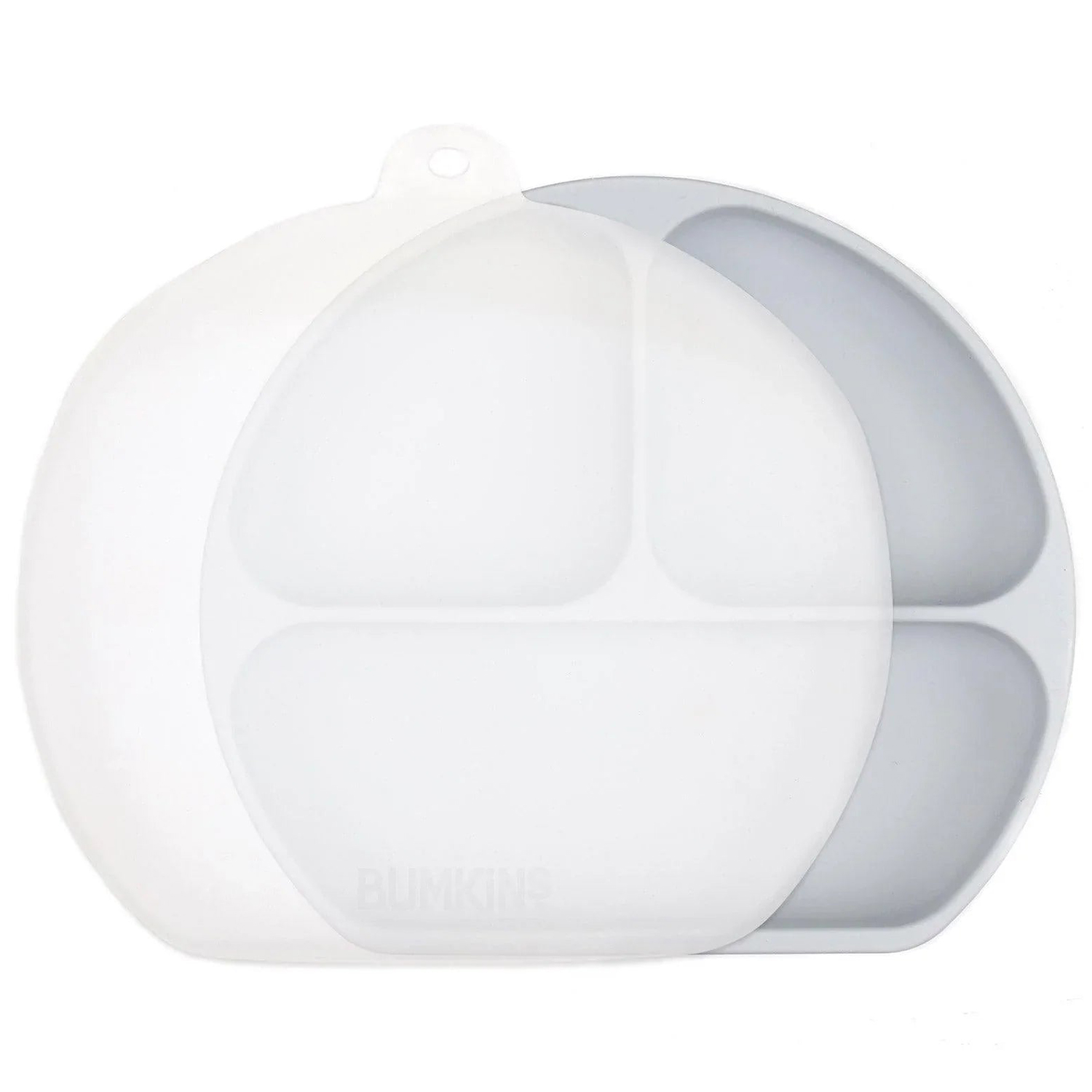 Silicone grip dish with lid (3 section) - Grey