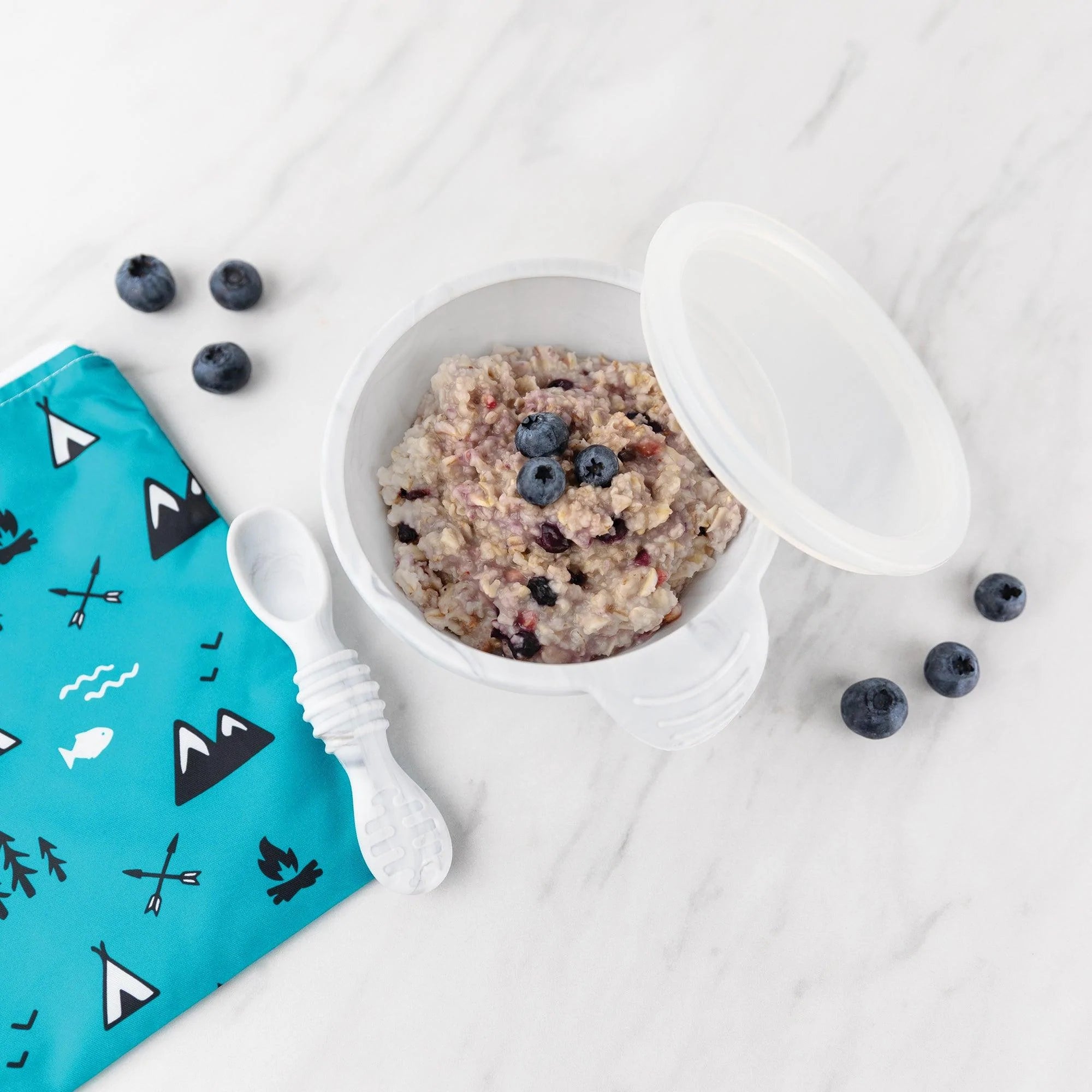 Silicone first feeding set - Marble