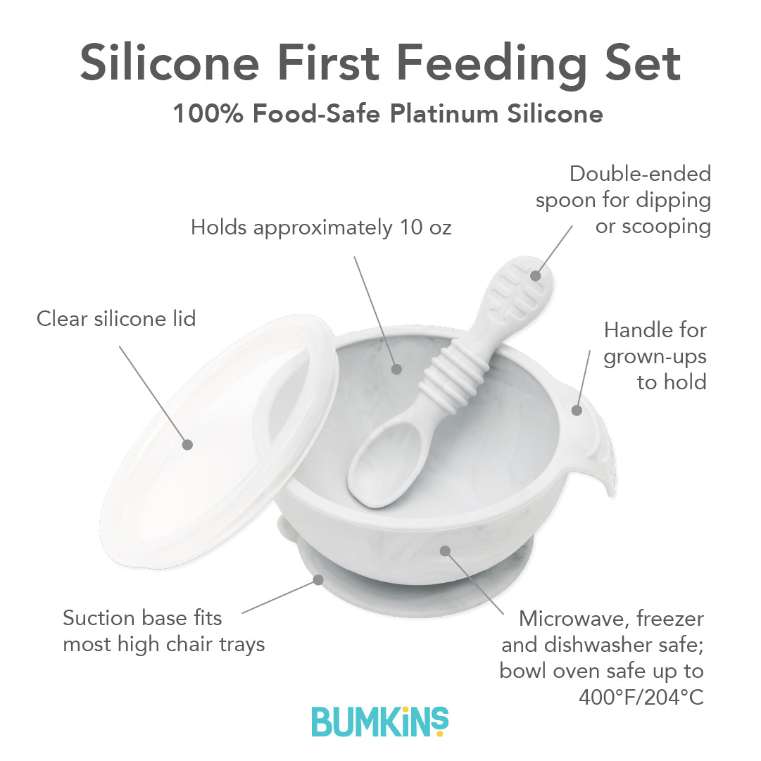 Silicone first feeding set - Marble