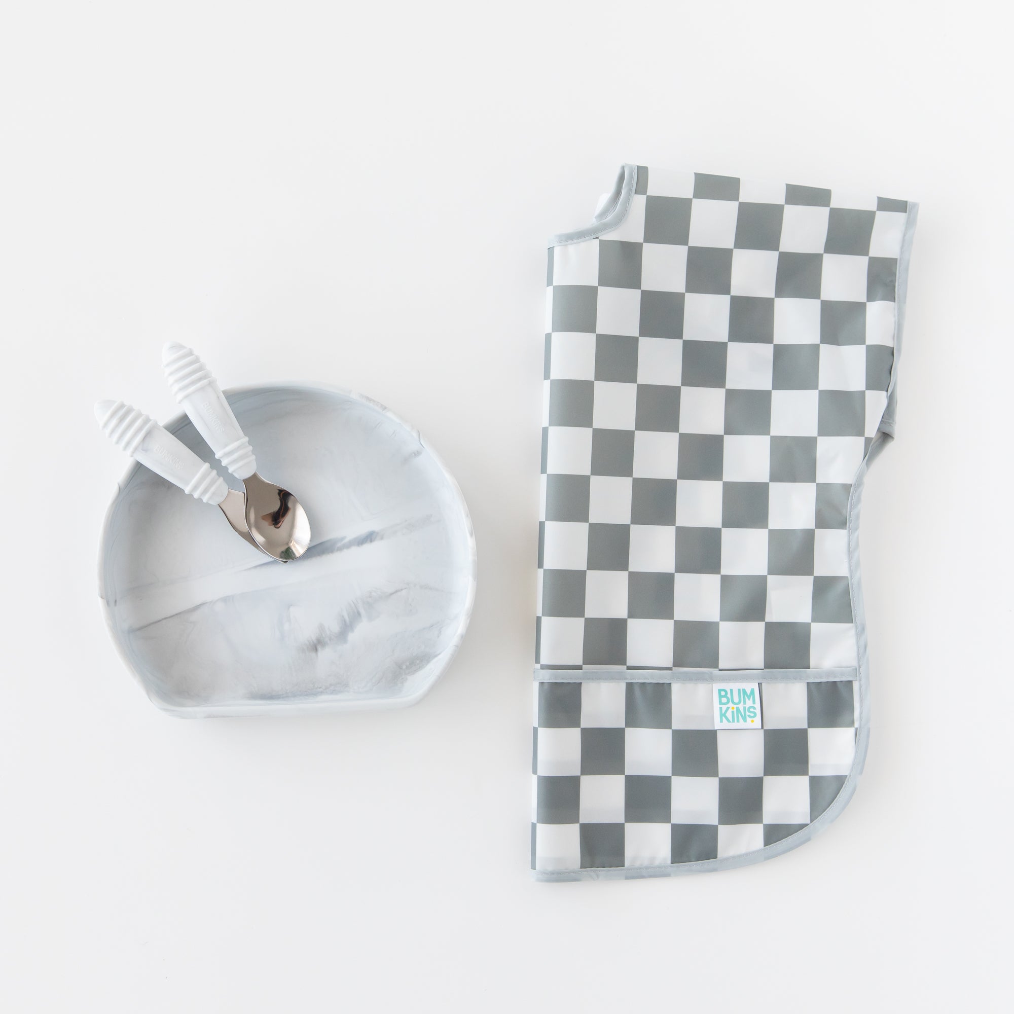 Junior bib - Charcoal Check