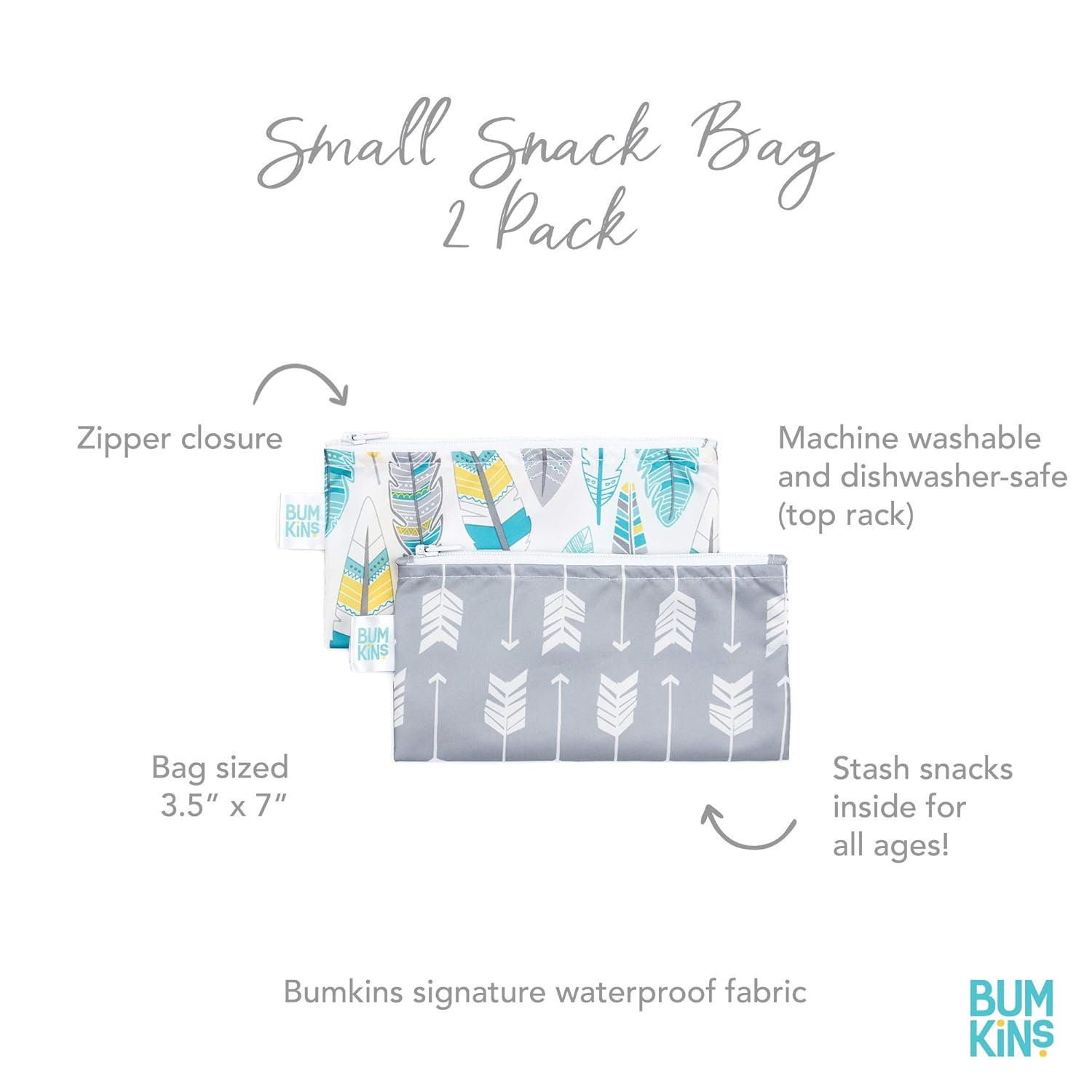 Reusable Snack Bag - Small (2 pack) - Arrow & Feathers