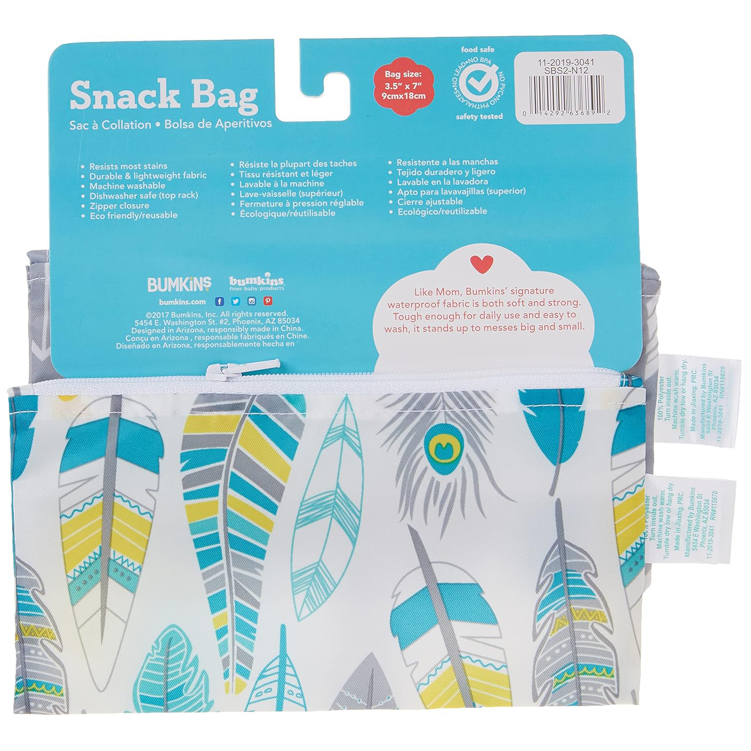 Reusable Snack Bag - Small (2 pack) - Arrow & Feathers