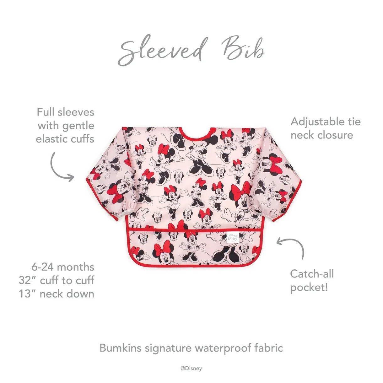 Second chance (no original packaging) - Sleeved bib - Disney Minnie Mouse - Pink