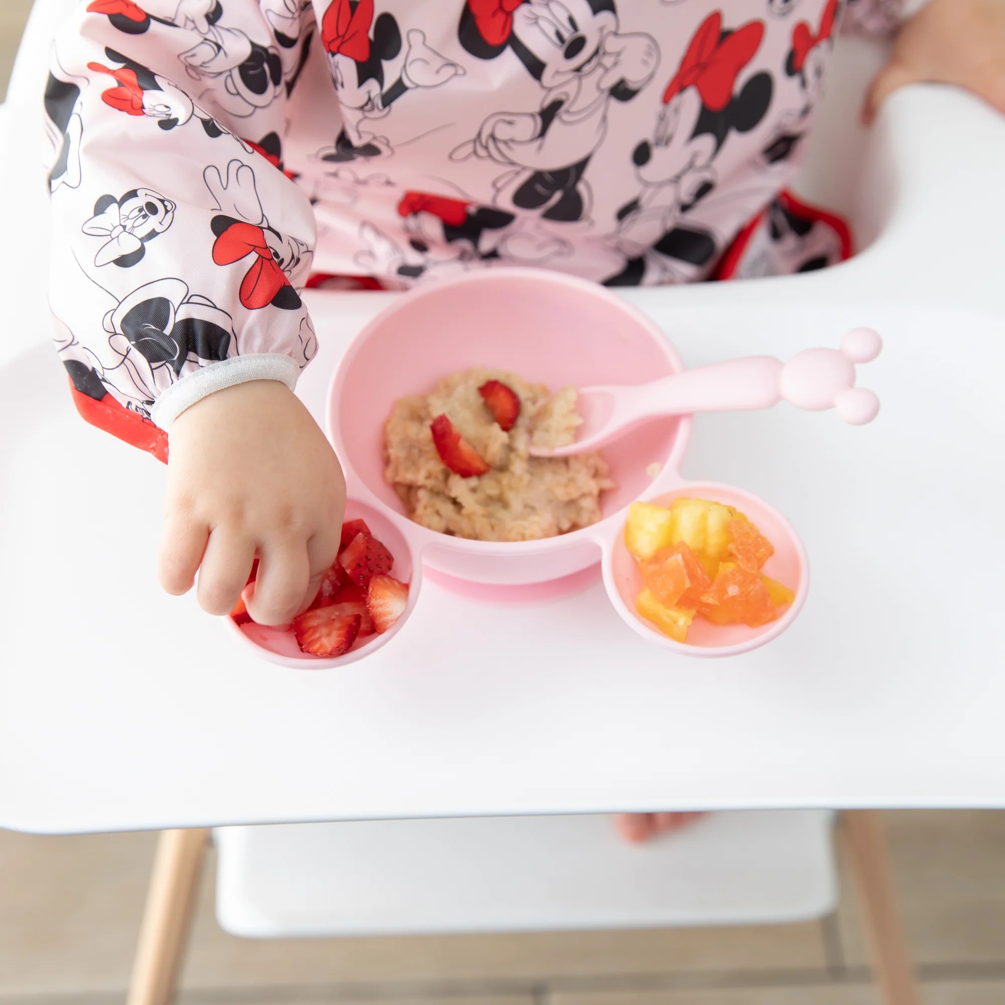 Segunda Oportunidad (sin embalaje original) - Juego de Silicona para Aprender a Comer Solos - Disney Minnie Mouse - Light Pink