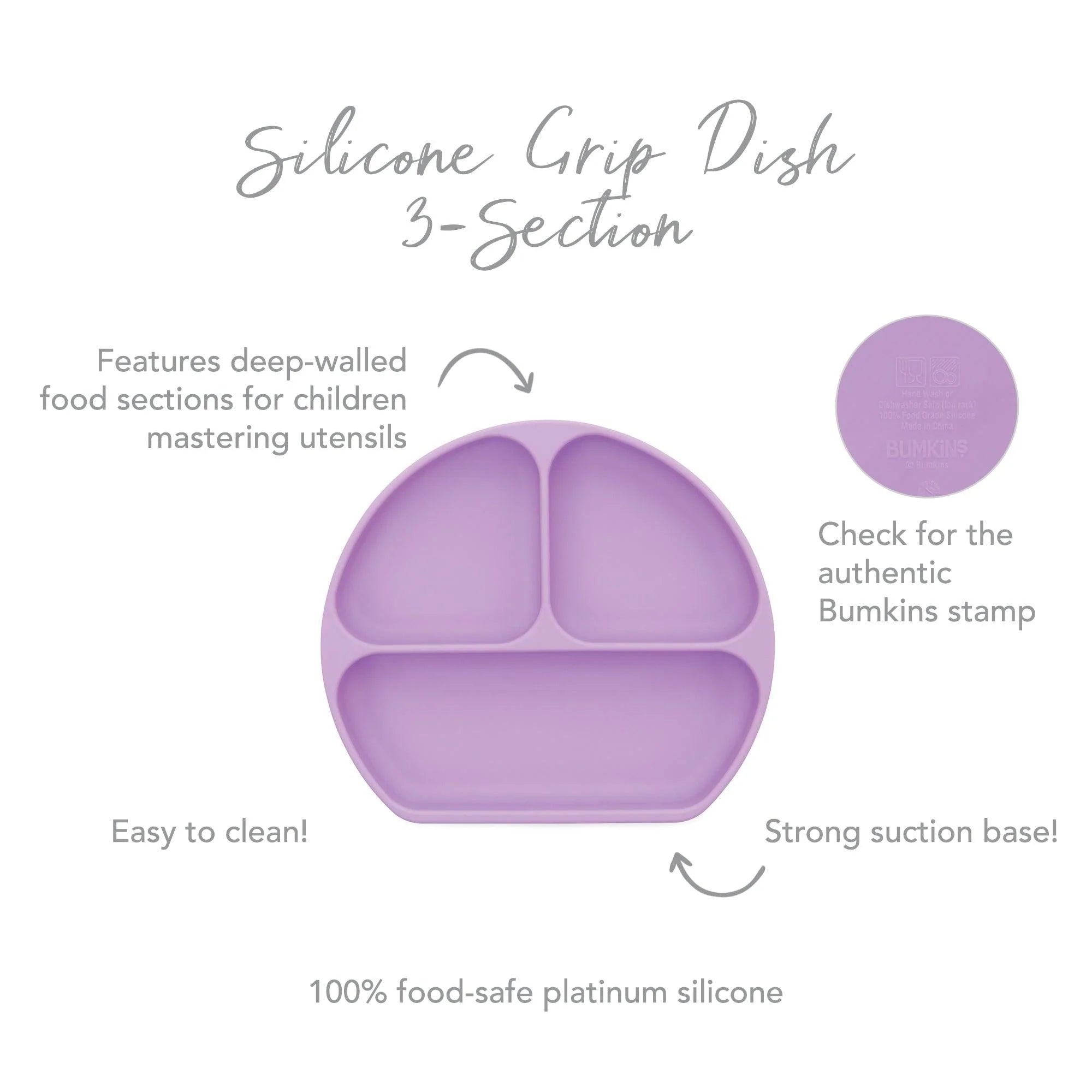 Second chance (no original packaging) - Silicone grip dish (3 section) - Lavender