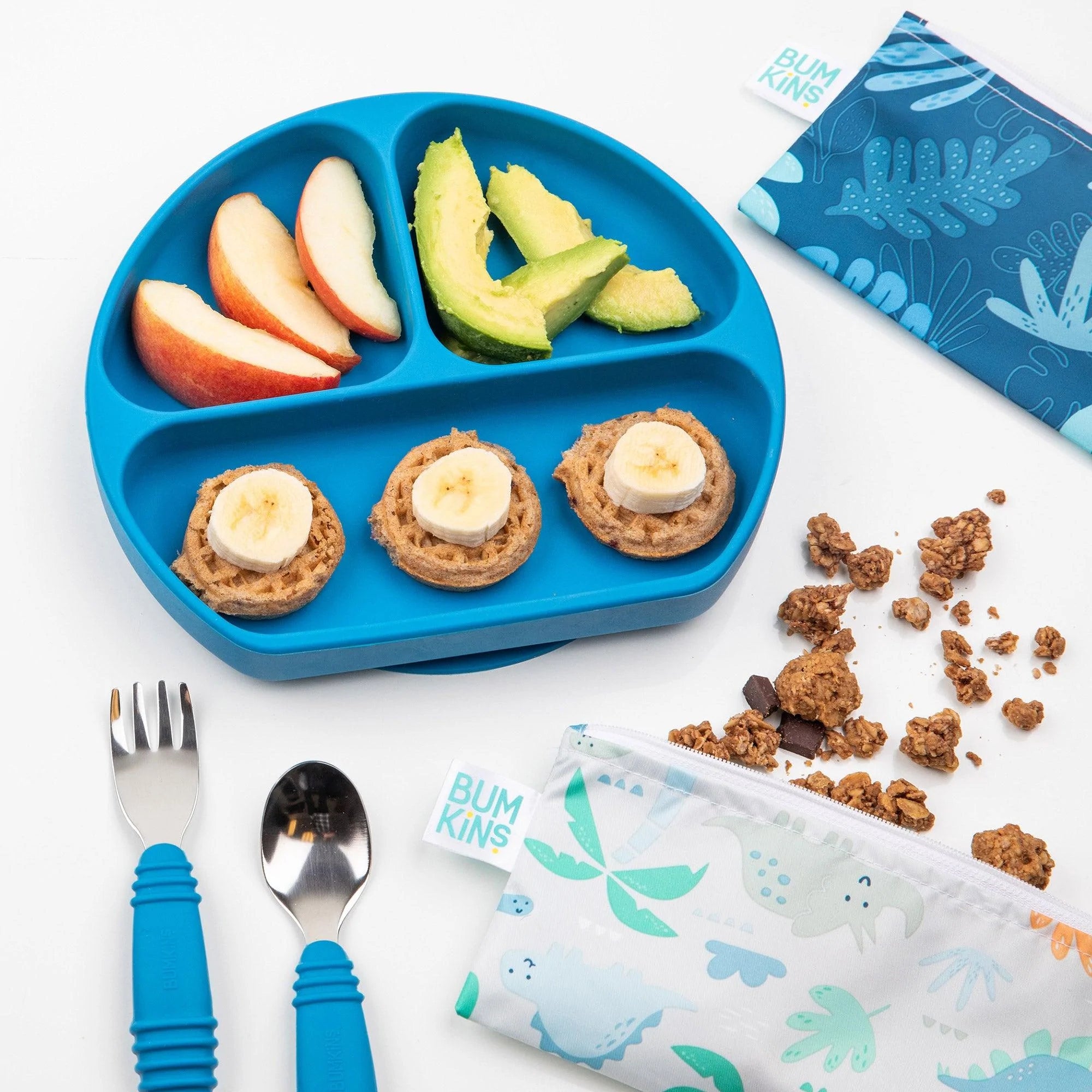 Second chance (no original packaging) - Silicone grip dish (3 section) - Dark Blue