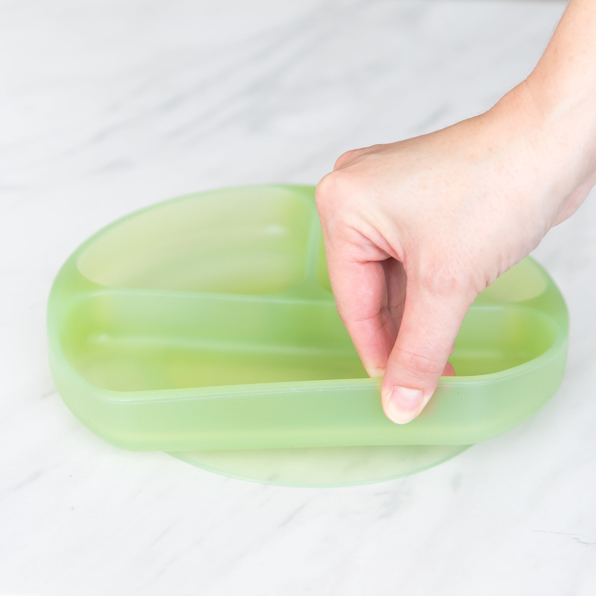Second chance (no original packaging) - Silicone grip dish (3 section) - Green Jelly