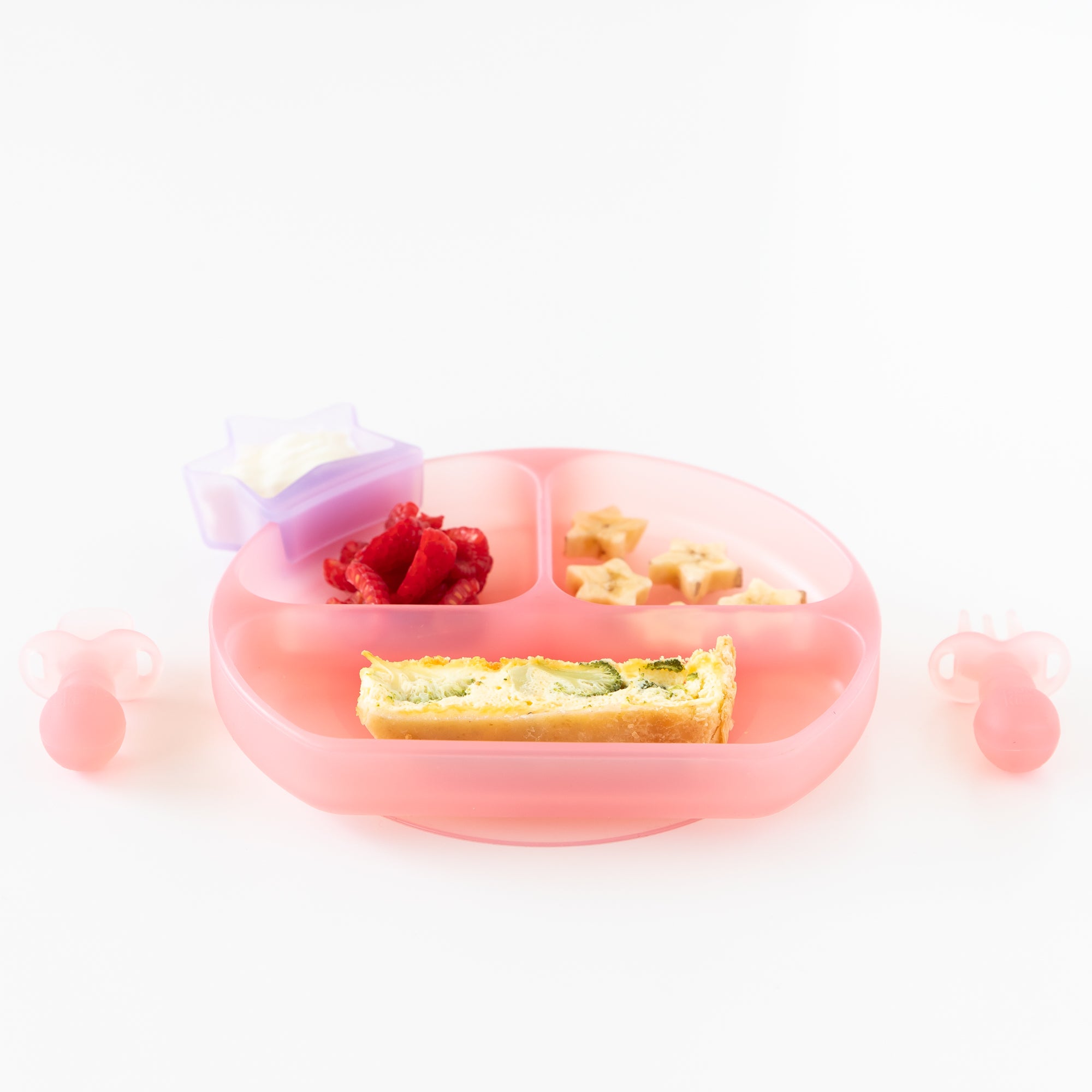 Second chance (no original packaging) - Silicone grip dish (3 section) - Pink Jelly