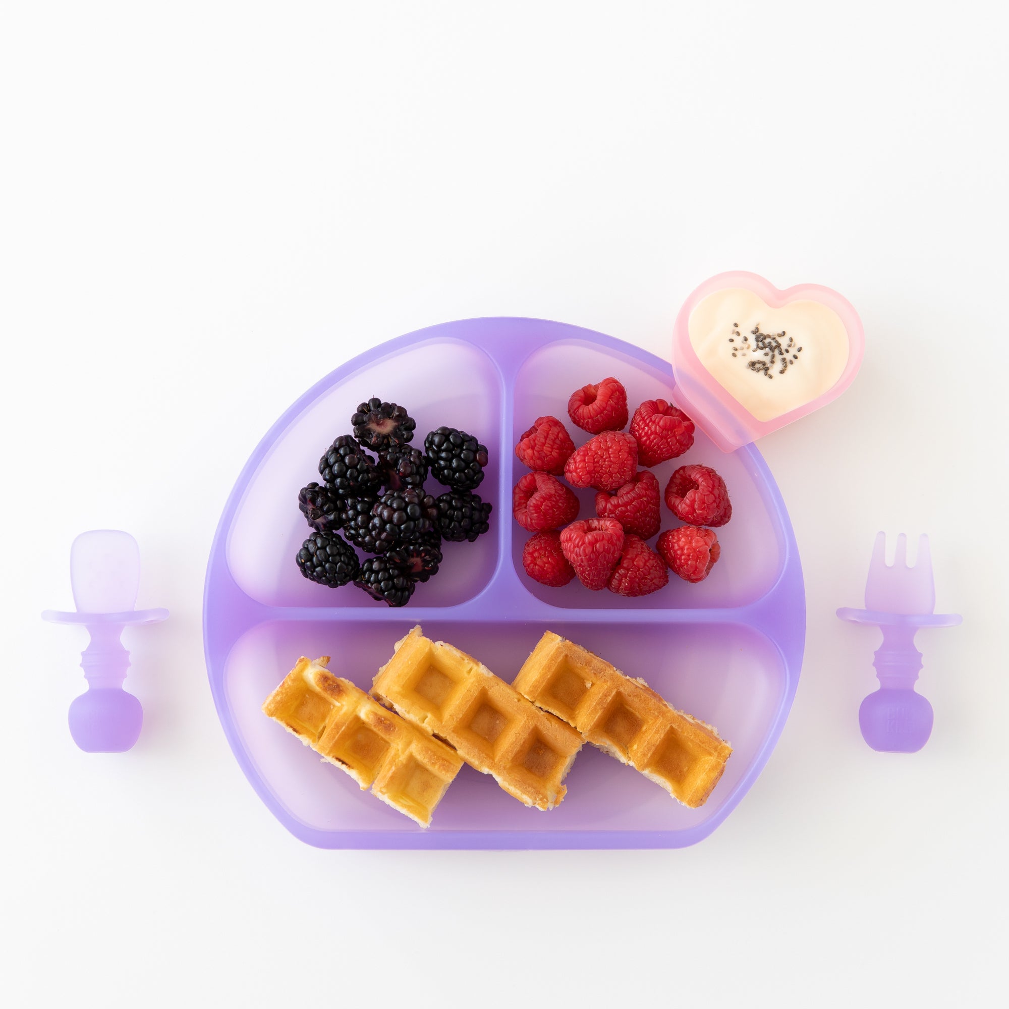 Second chance (no original packaging) - Silicone grip dish (3 section) - Purple Jelly