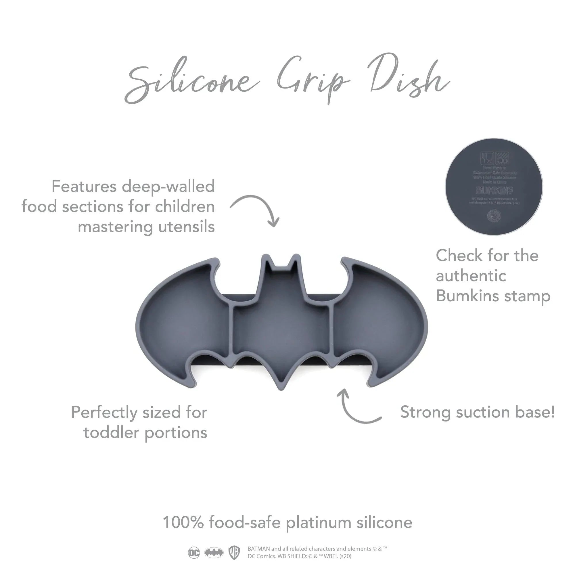 Second Chance (No Original Packaging) - Silicone Grip Dish - Batman - Grey