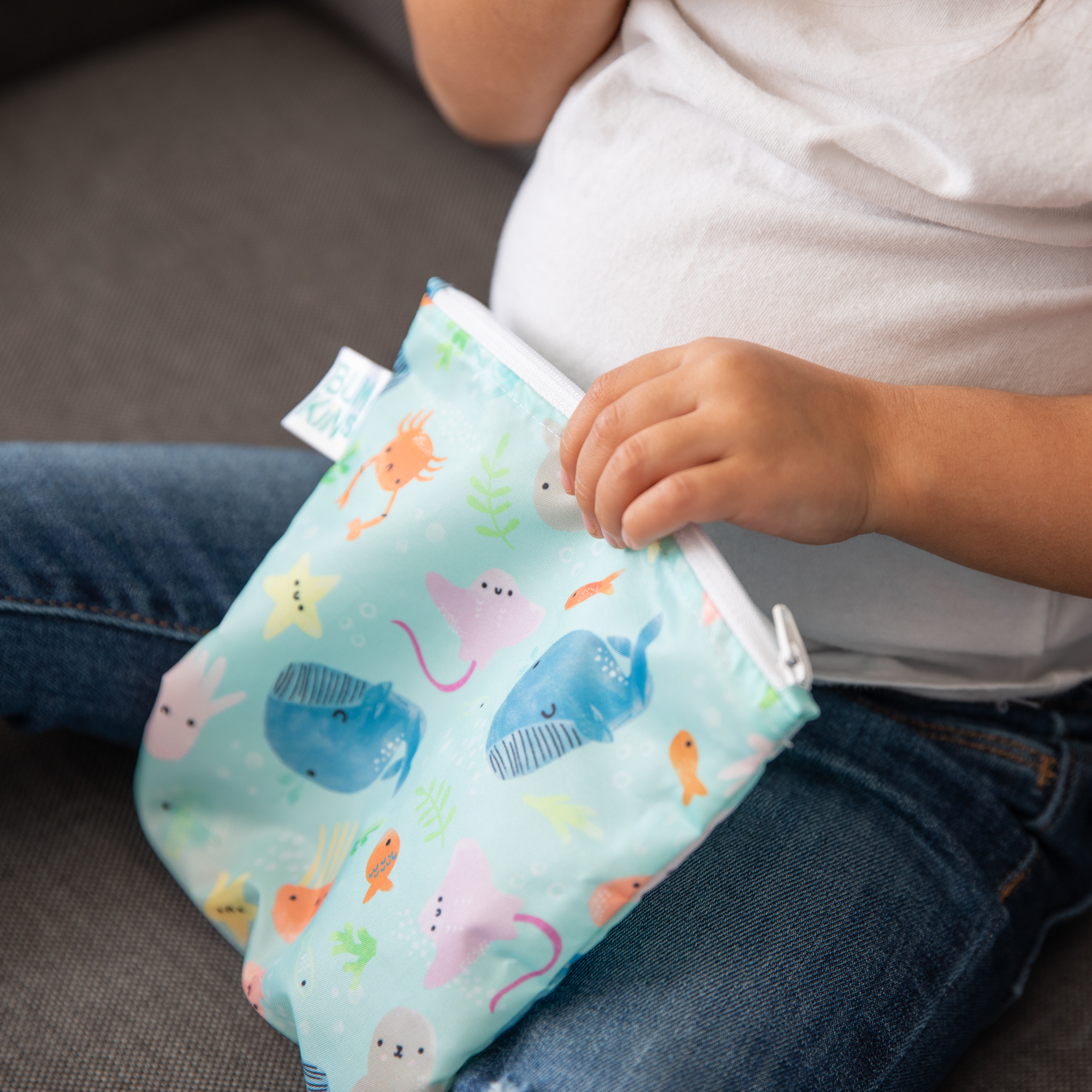 Second chance (no original packaging) - Reusable snack bag - Large (2 pack) - Ocean Life & Whale Tail