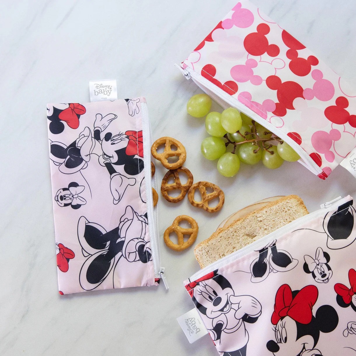 Second Chance (No Original Packaging) - Reusable Snack Bag - Small (2 pack) - Disney Minnie Mouse - Pink