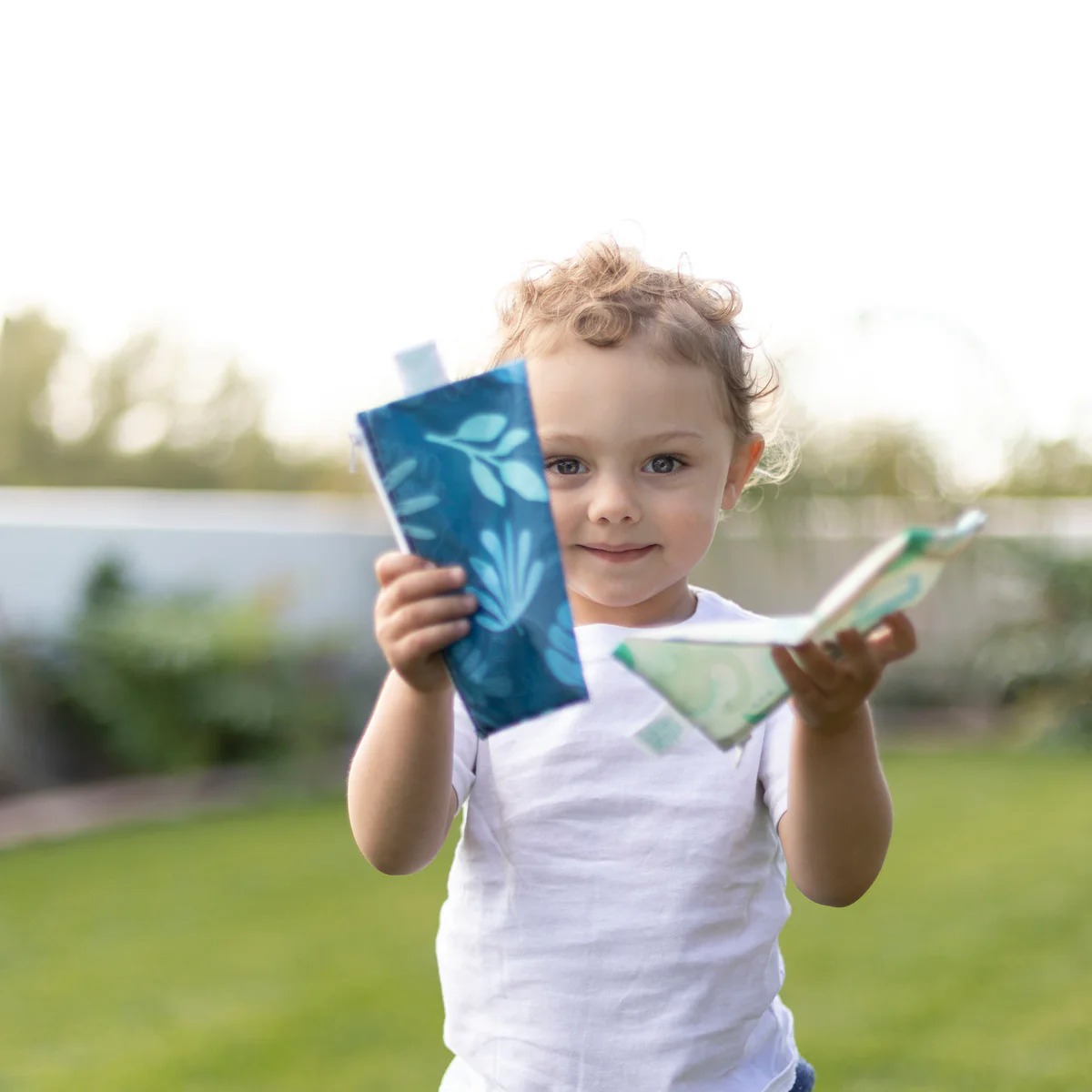 Second Chance (No Original Packaging) - Reusable Snack Bag - Small (2 pack) - Dinosaurs & Blue Tropic