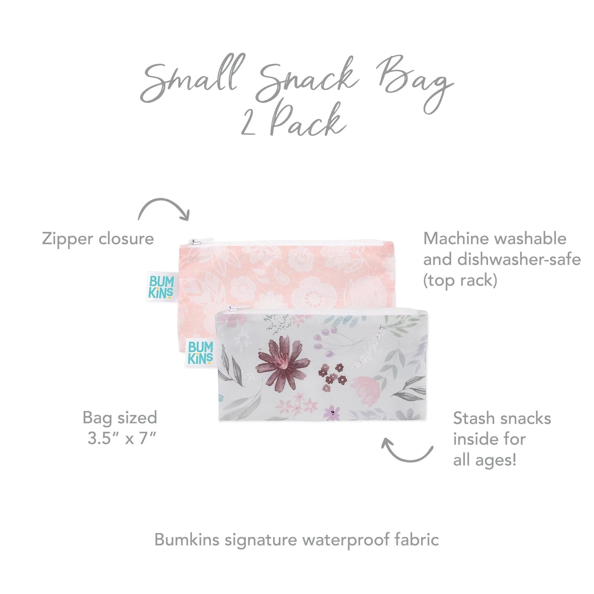 Second chance (no original packaging) - Reusable snack bag - Small (2 pack) - Floral & Lace