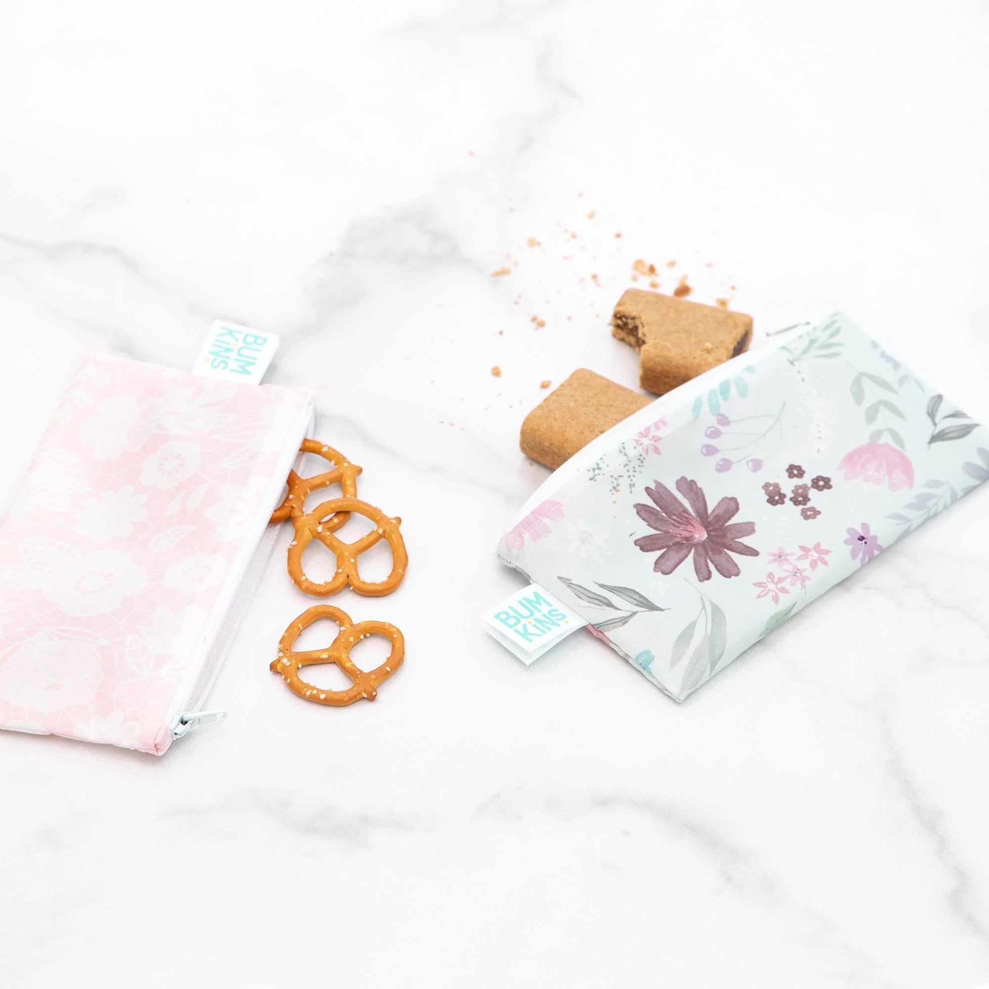 Second chance (no original packaging) - Reusable snack bag - Small (2 pack) - Floral & Lace