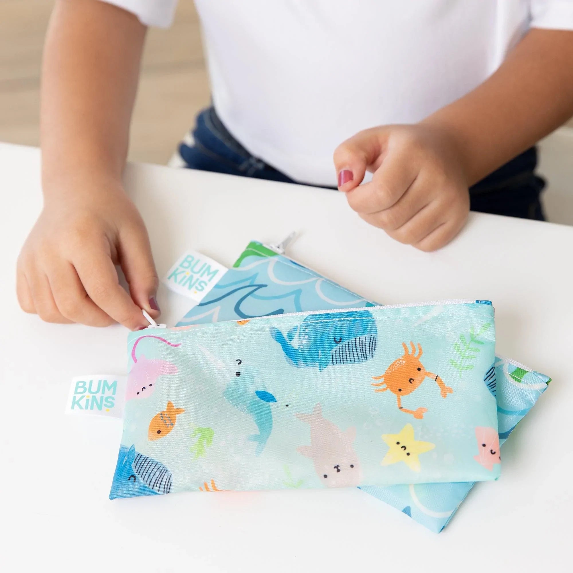 Second chance (no original packaging) - Reusable snack bag - Small (2 pack) - Ocean Life & Whale Tail