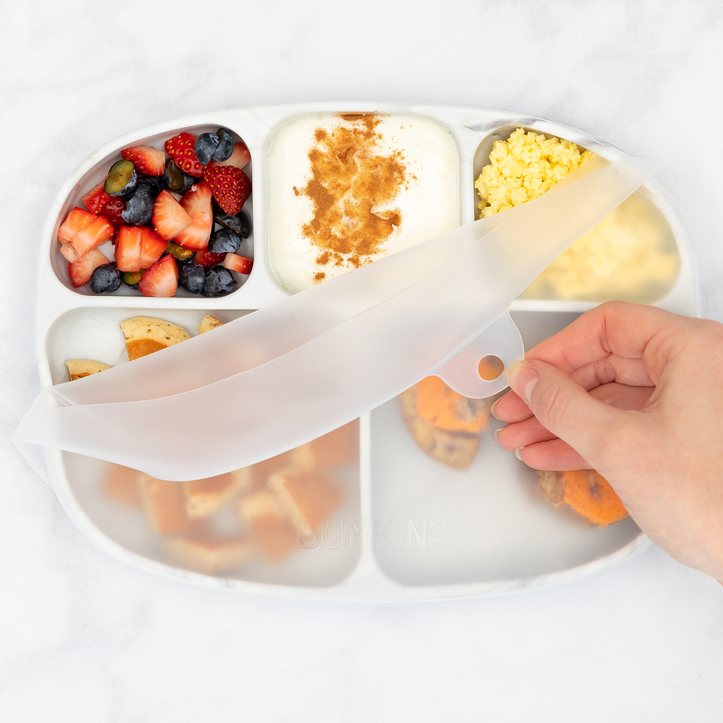 Second chance (no original packaging) - Silicone grip dish with lid (5 section)