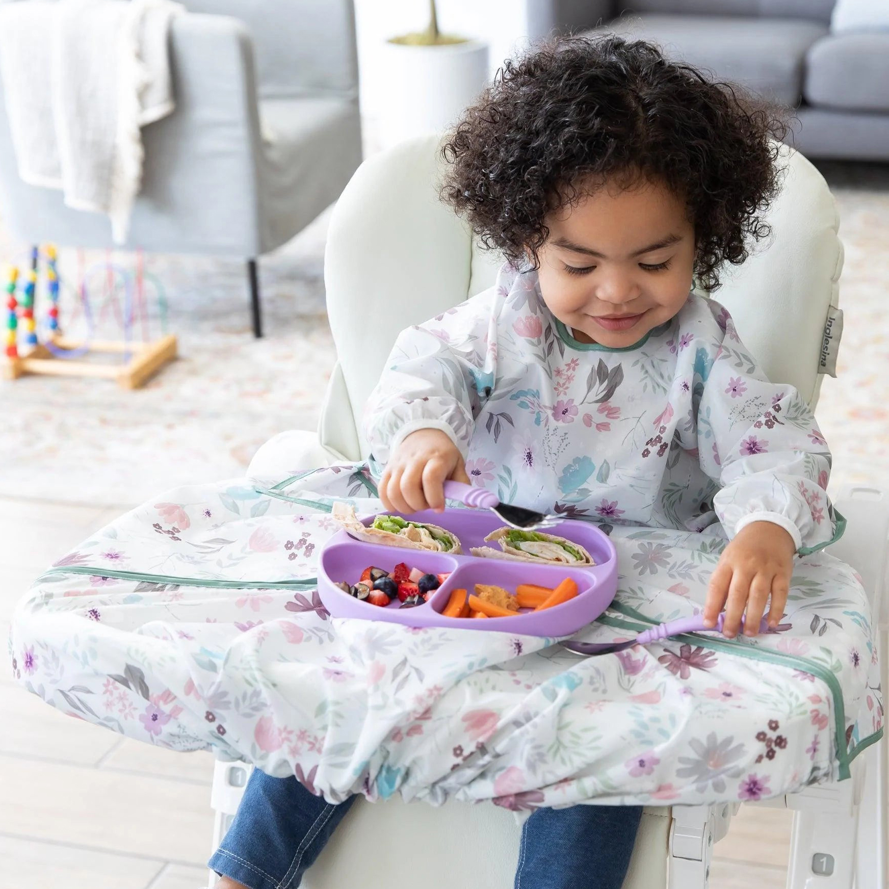 Tray Mate Sleeved Bib - Floral