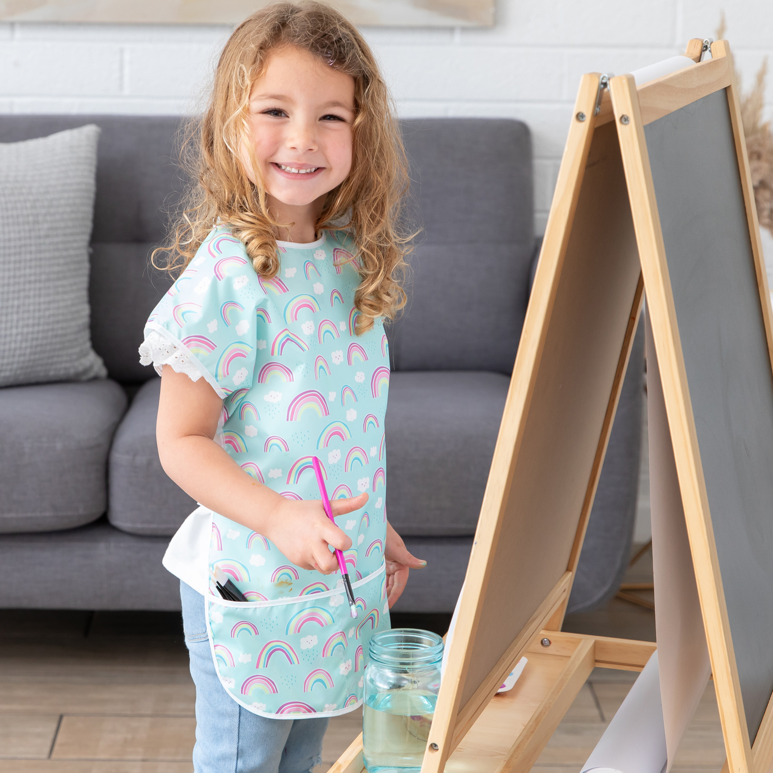 Second chance (no original packaging) - Short-sleeved art smock - Rainbows