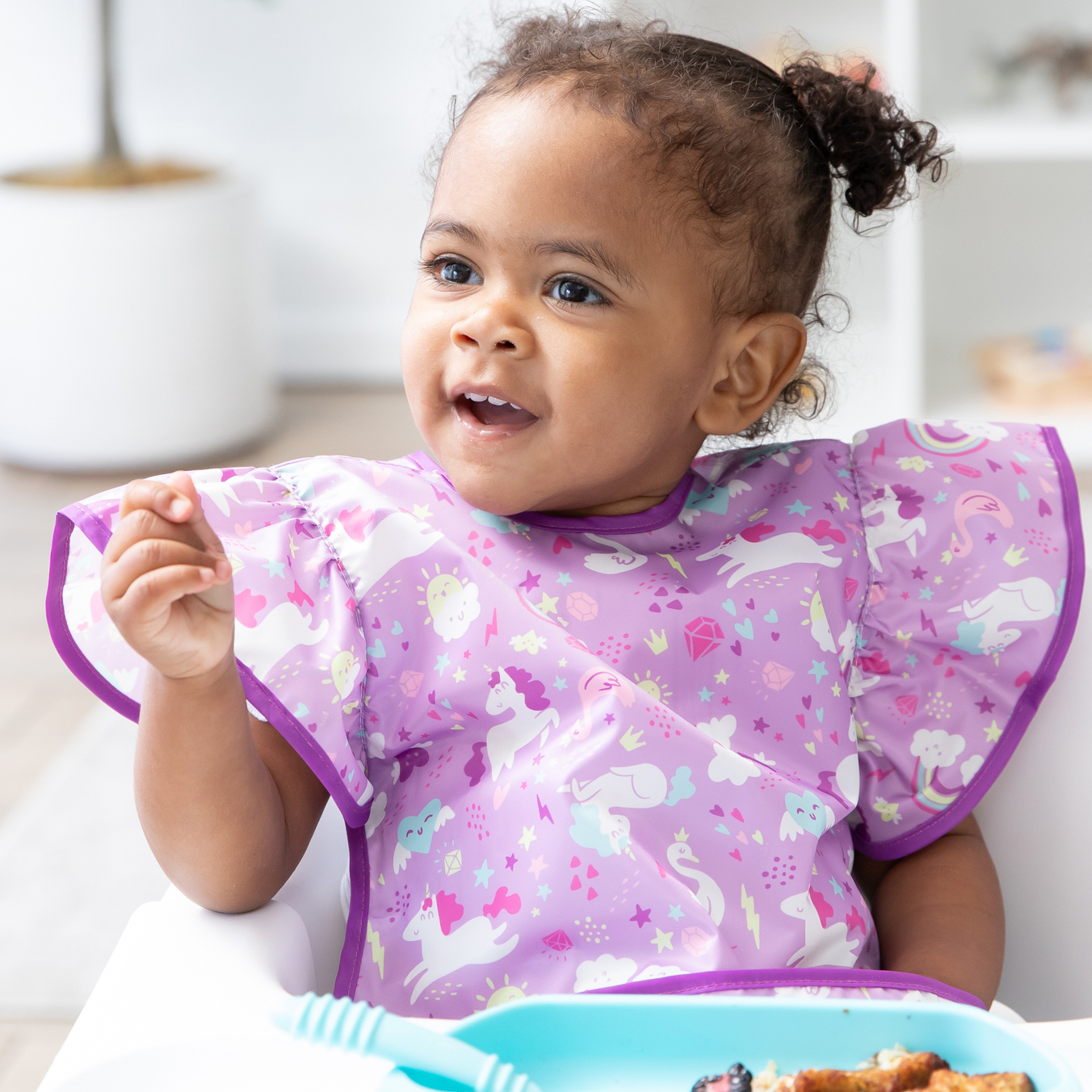 Ruffle Apron Bib (6-24m) - Unicorns