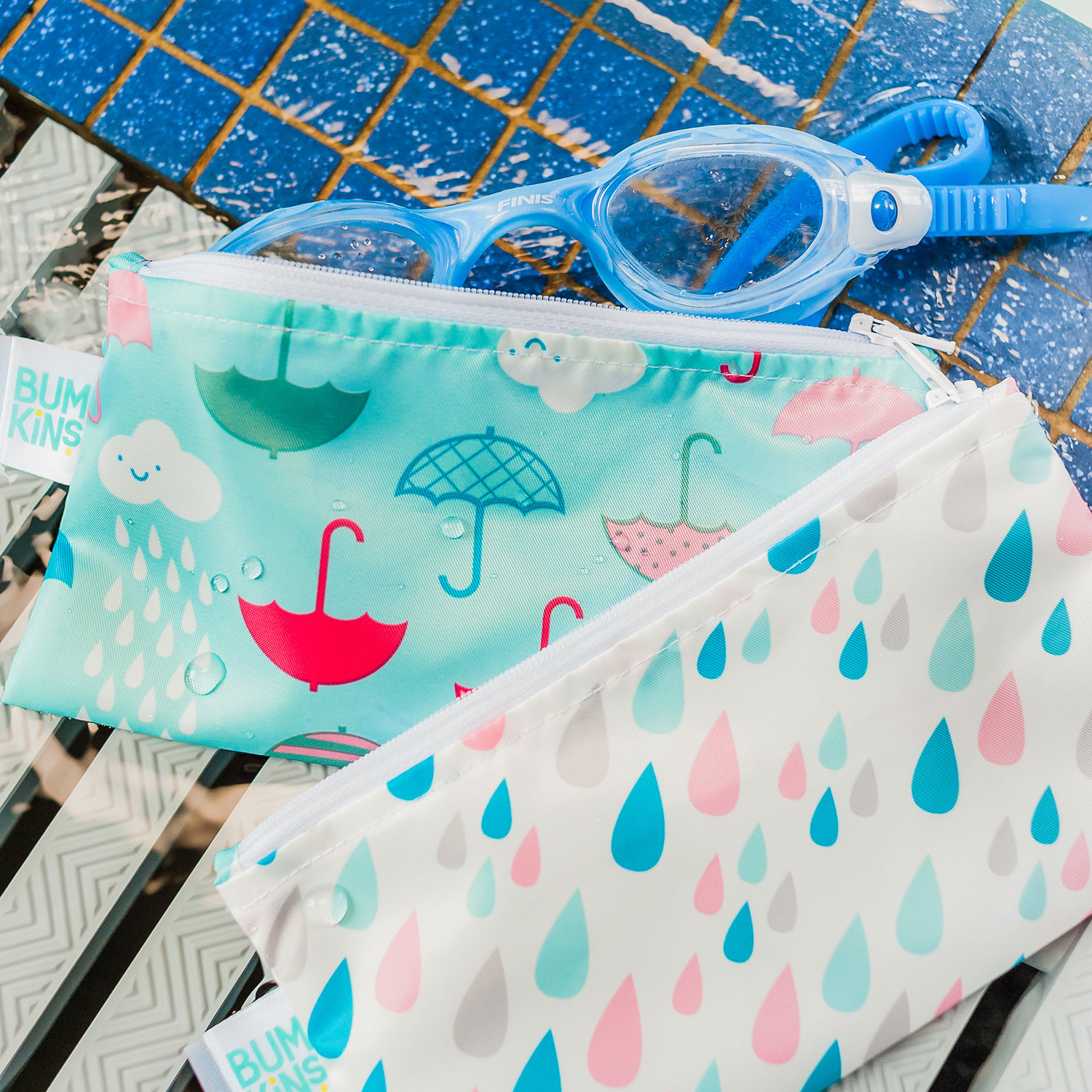 Second Chance (No Original Packaging) - Reusable Snack Bag - Small (2 pack) - Raindrops & Umbrella
