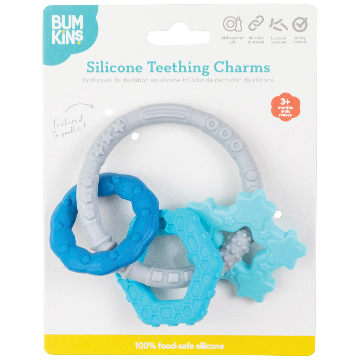 Beißring aus Silikon mit Anhängern - Blau