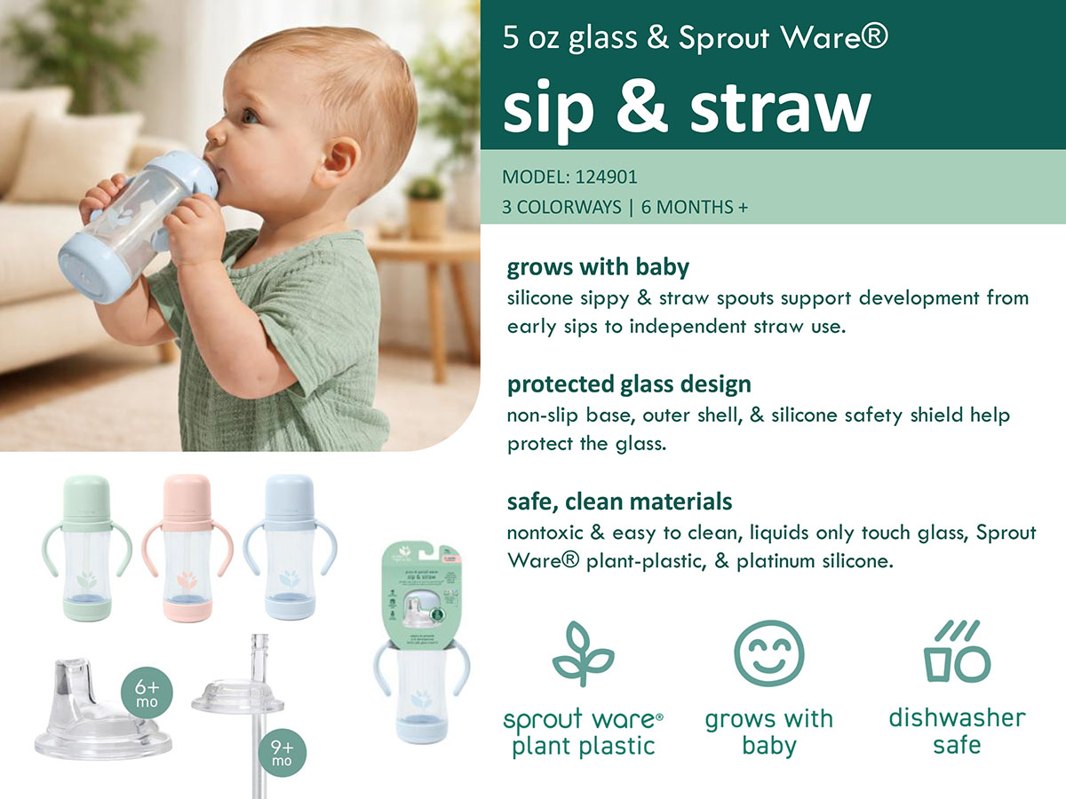 Green Sprouts Glass & Sprout Ware Sip & Straw Cups