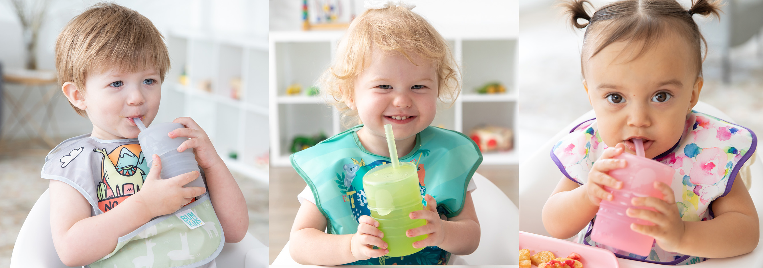 Bumkins Silicone Straw Cups with Lid