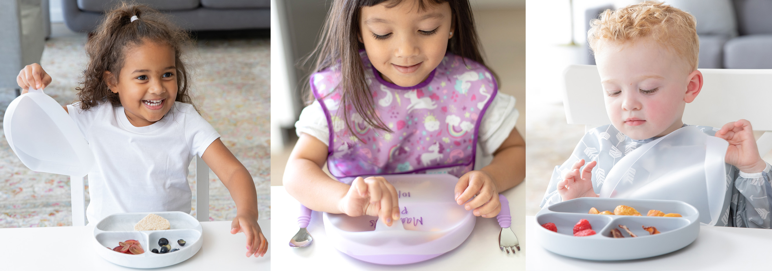 Bumkins Silicone Grip Dishes with Lid (3 section)